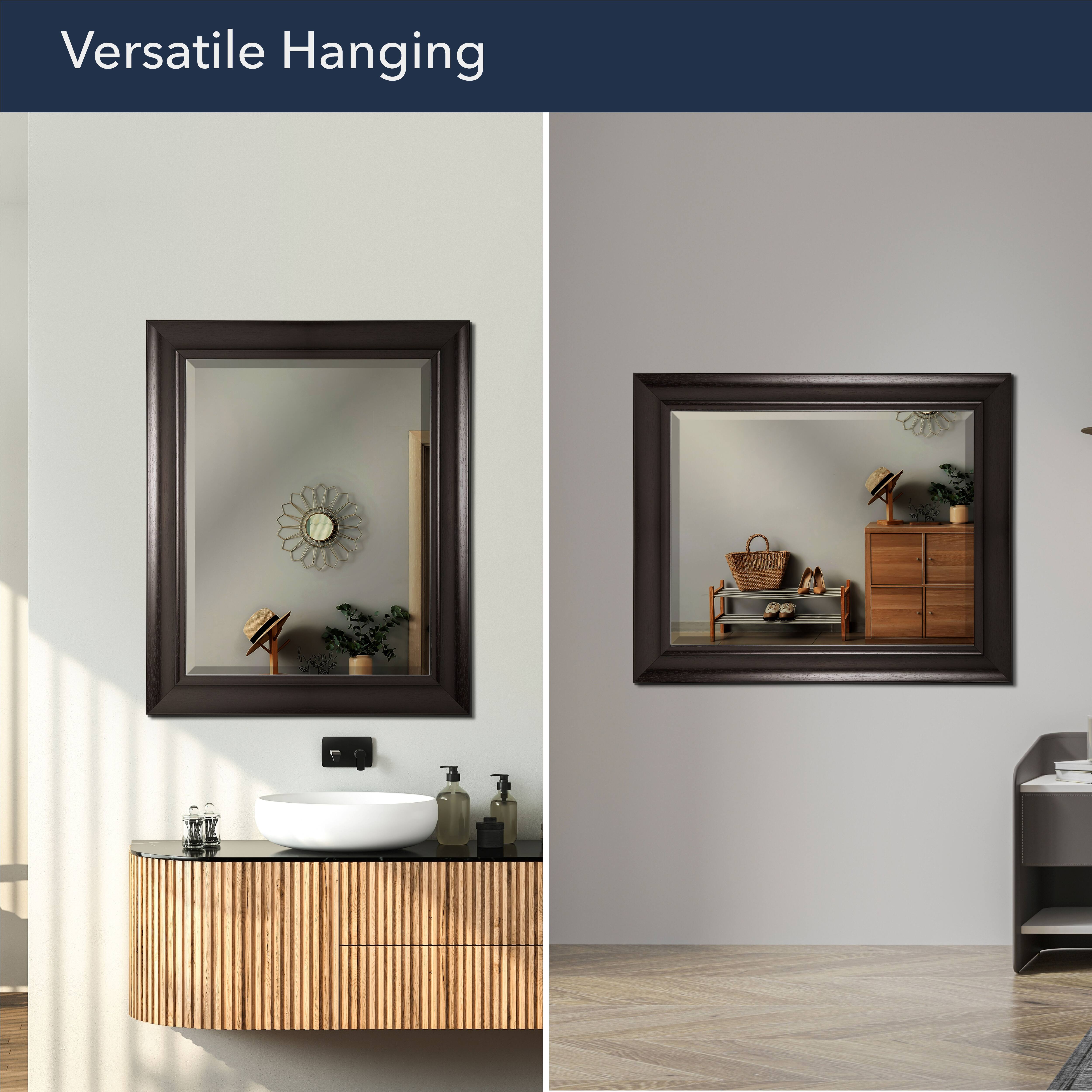 Head West Espresso 28.5" x 34.5" Framed Beveled Accent Vanity Mirror