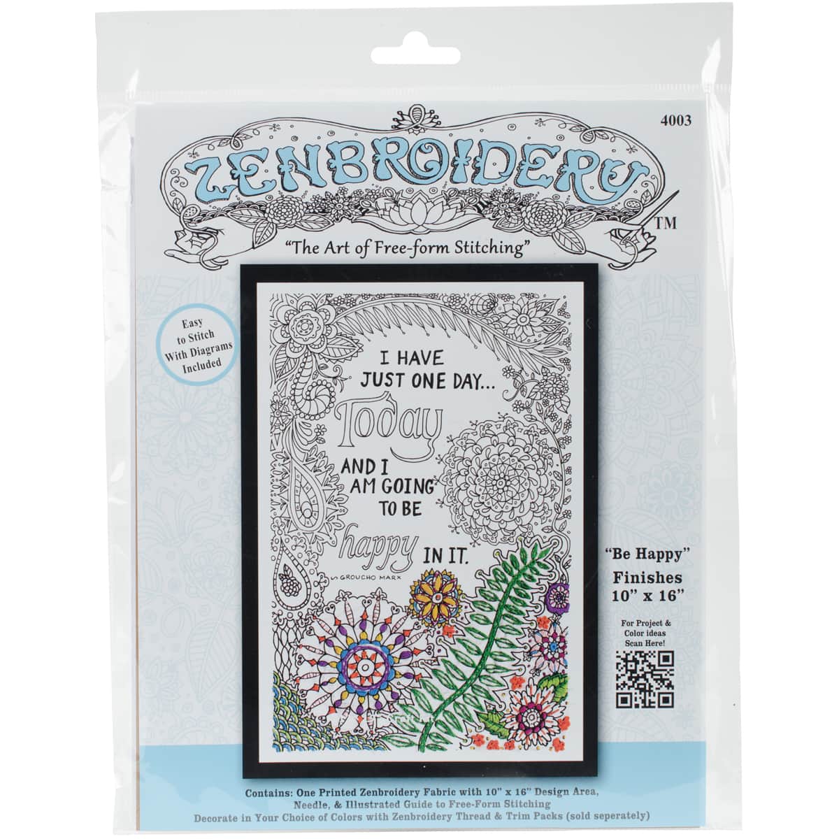 Design Works™ Zenbroidery™ Be Happy Stamped Embroidery Kit