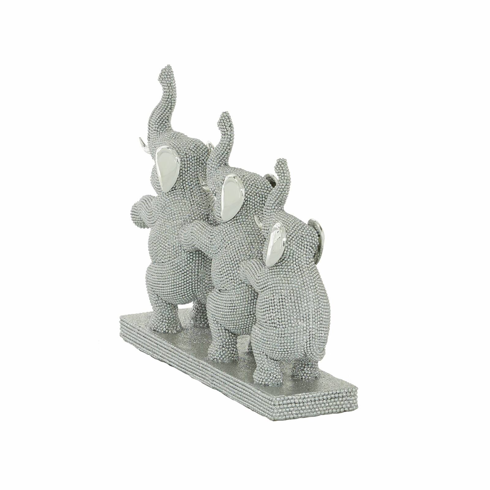 11&#x22; Silver Glam Elephants Sculpture