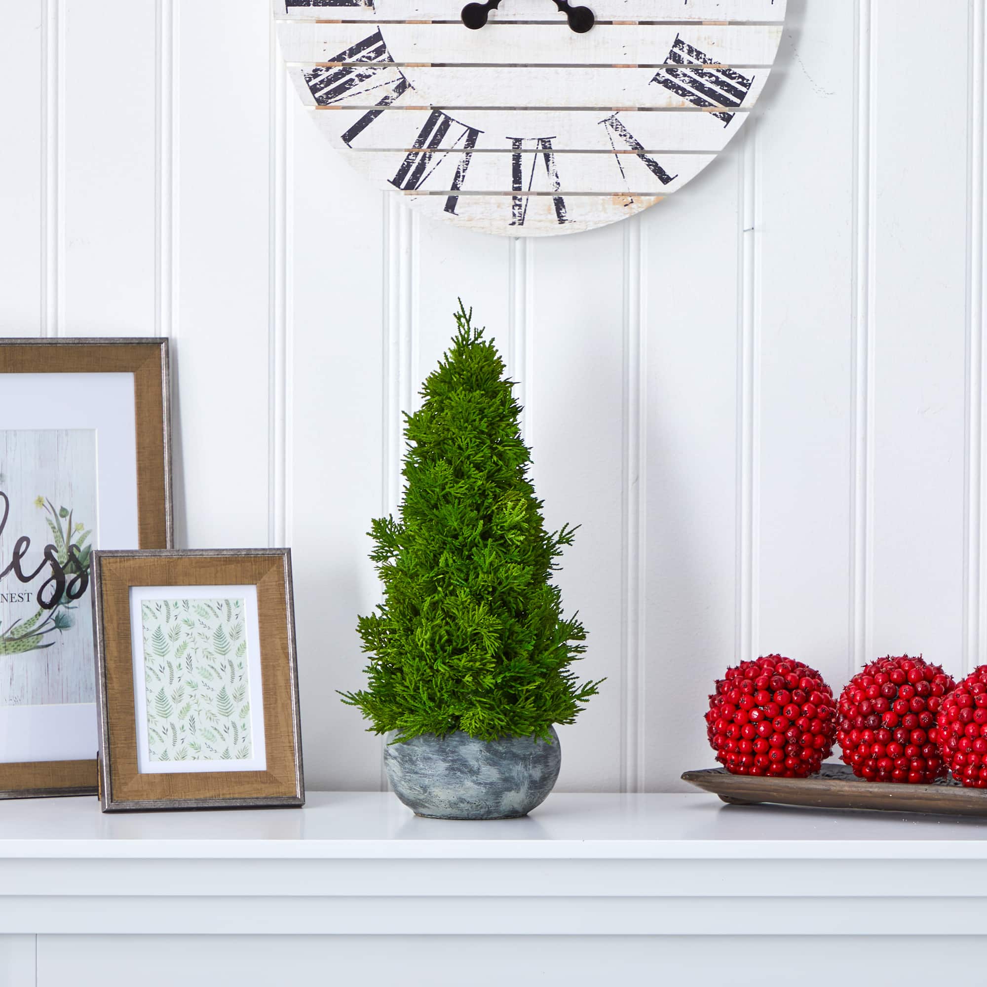 18&#x22; Unlit Cypress Cone Artificial Christmas Tree in Decorative Planter