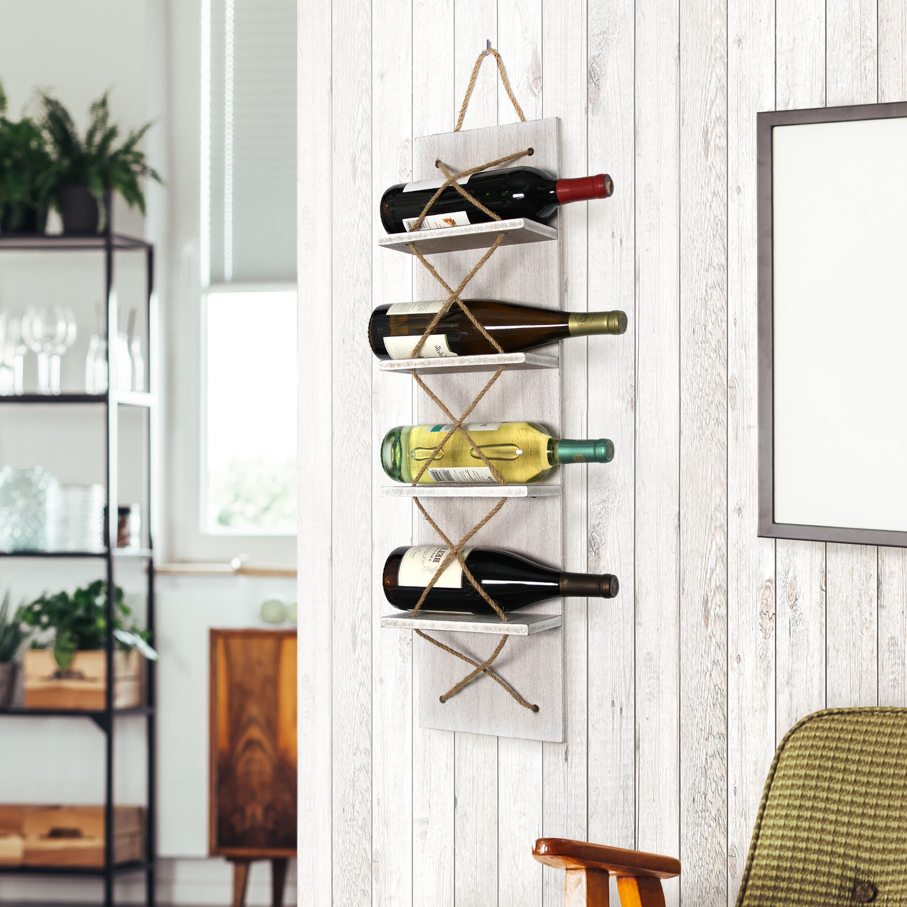 Elegant Designs 4 Bottle Vertical Wall Mounted Wine Rack