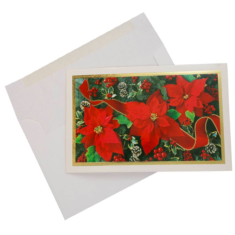 JAM Paper A8 Modern Poinsettia Christmas Cards & Envelopes, 10ct.