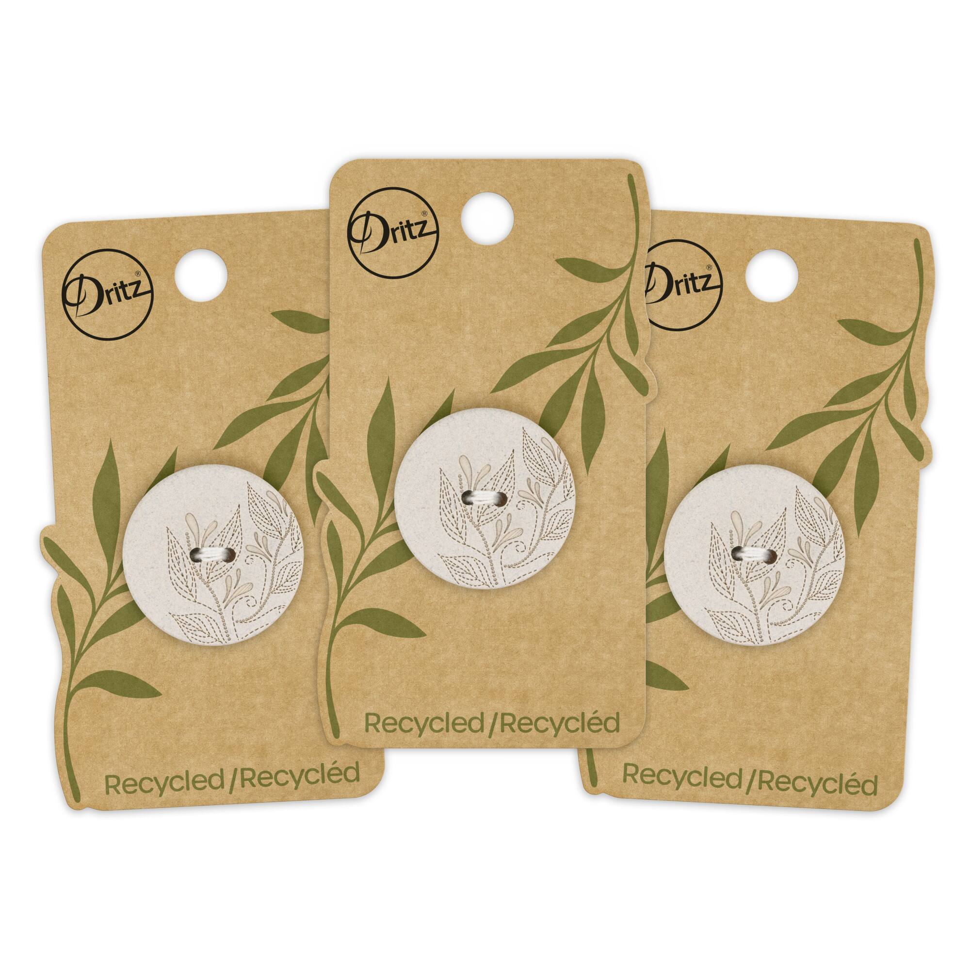 Dritz® 28mm Light Gray Recycled Hemp Round Floral Button, 3ct.