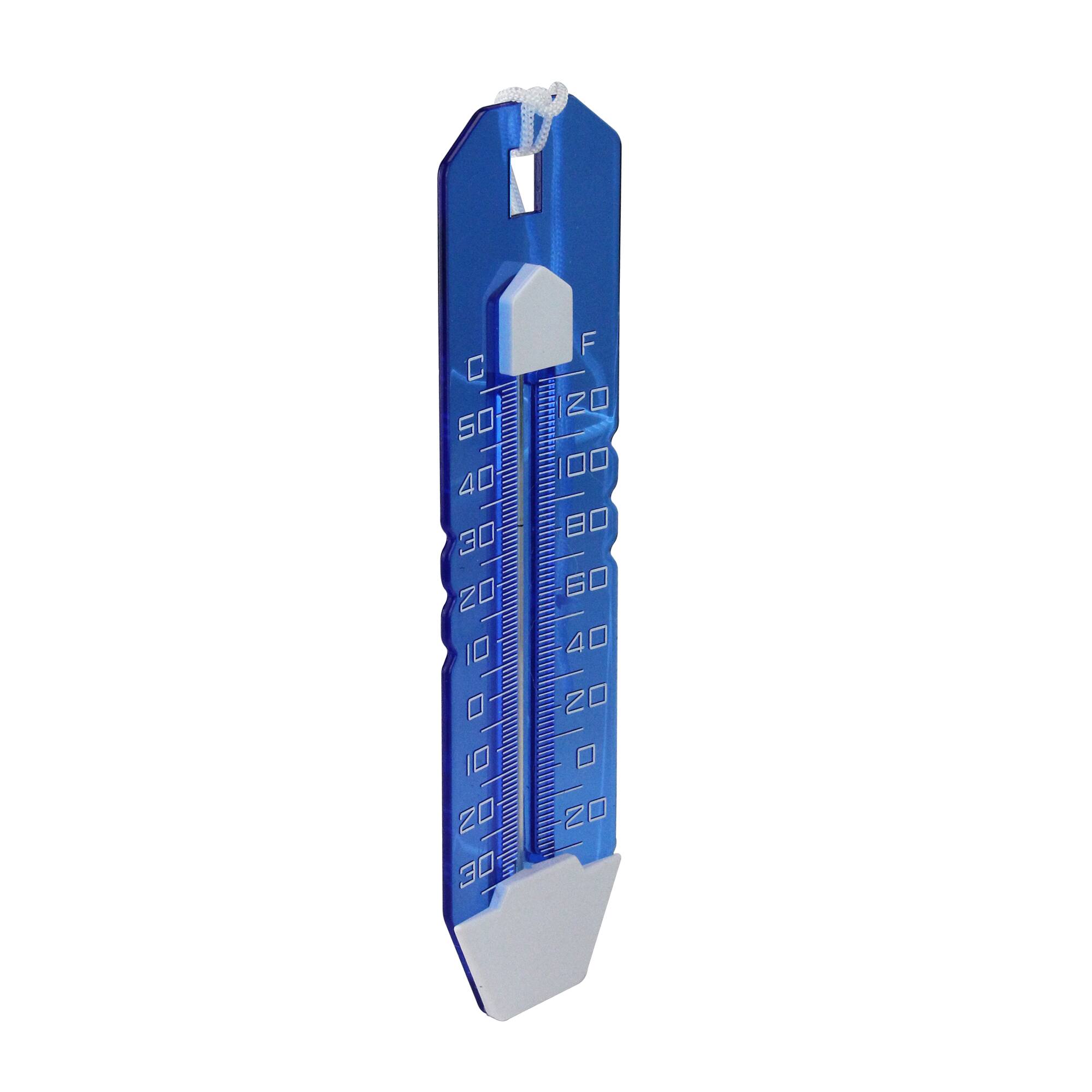 10.5&#x22; Blue Easy-Read Transparent Swimming Pool Thermometer with Cord