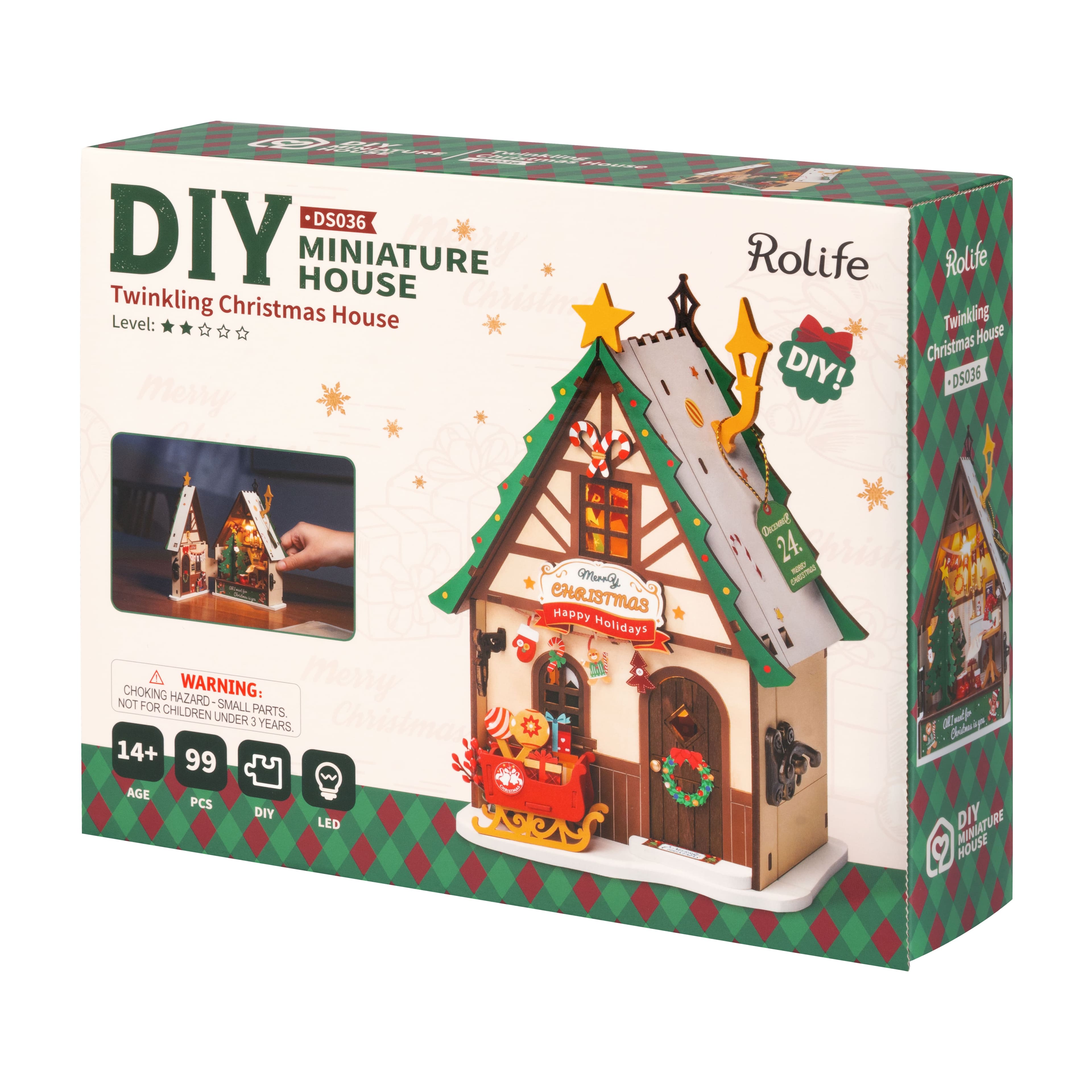 Rolife&#xAE; Twinkling Christmas House DIY Miniature House Kit