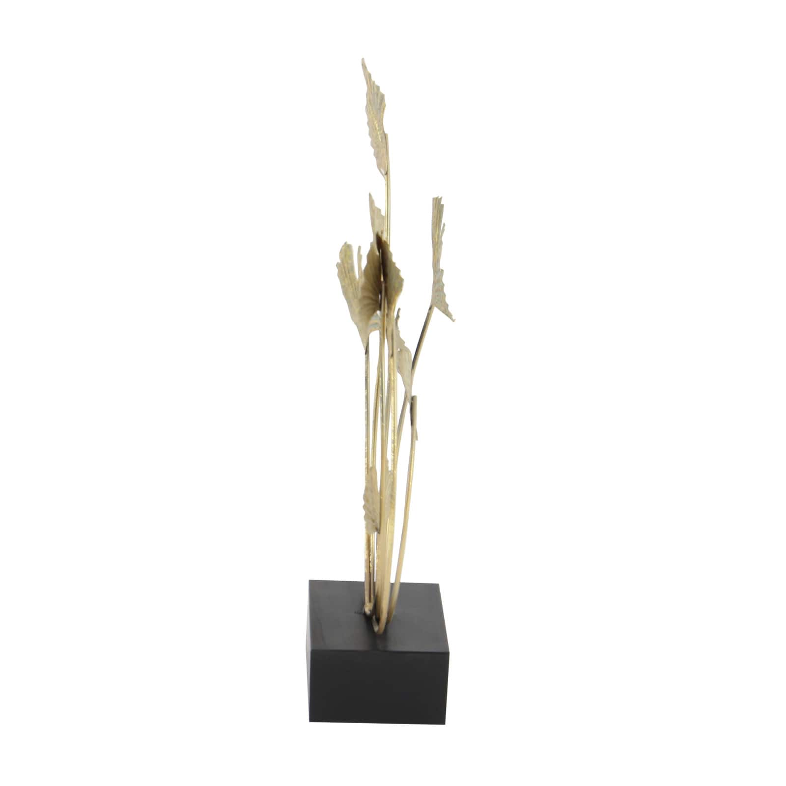 22&#x22; Gold Metal Modern Nature Sculpture