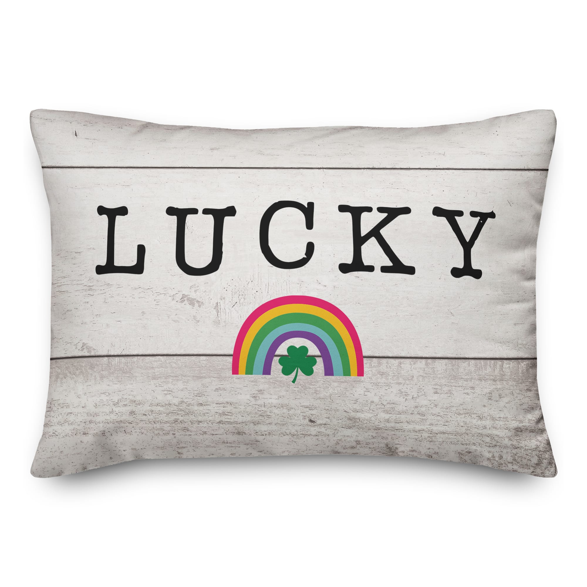 Lucky Wood Slats Rainbow 14&#x22; x 20&#x22; Throw Pillow