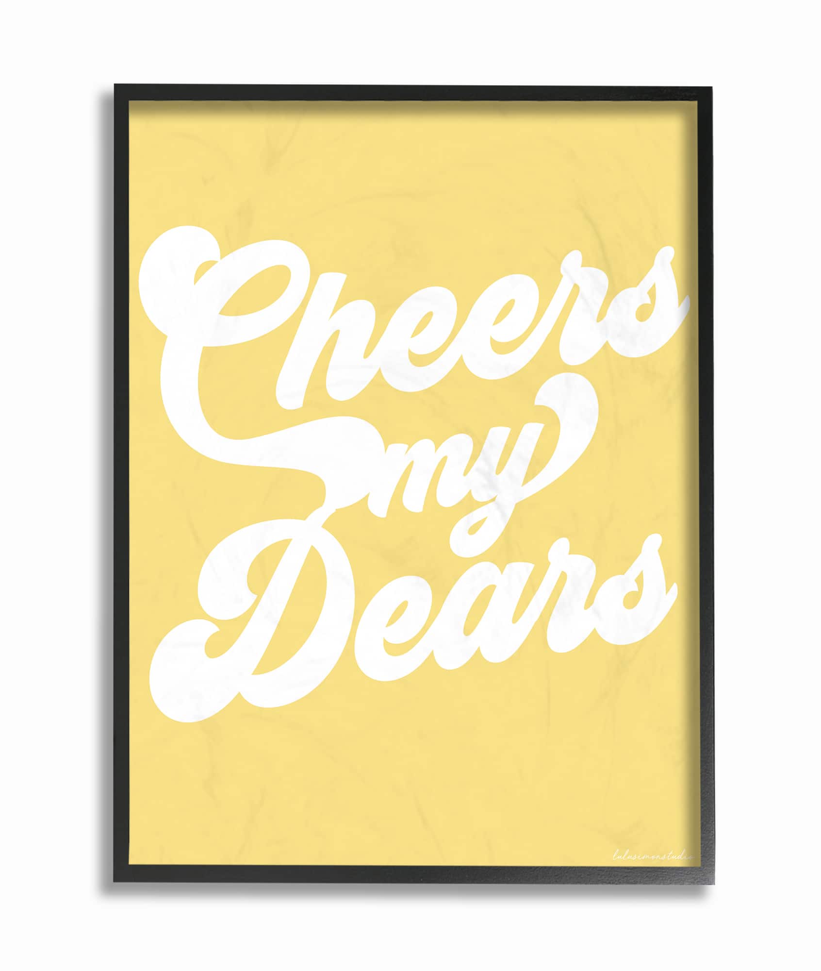 Stupell Industries LulusimonStudio Cheers My Dears Wall Art in Black Frame