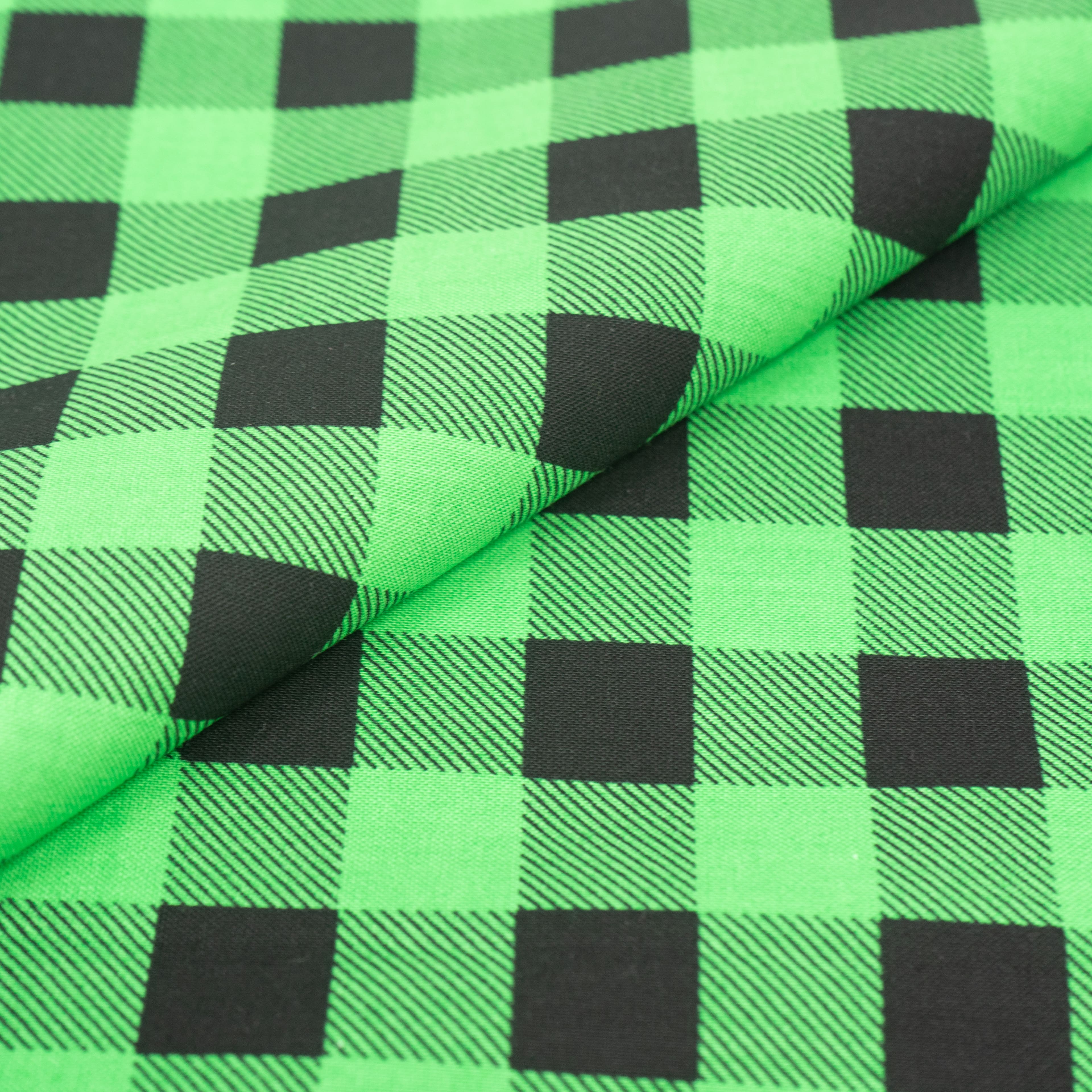 SINGER Green &#x26; Black Buffalo Check Cotton Fabric