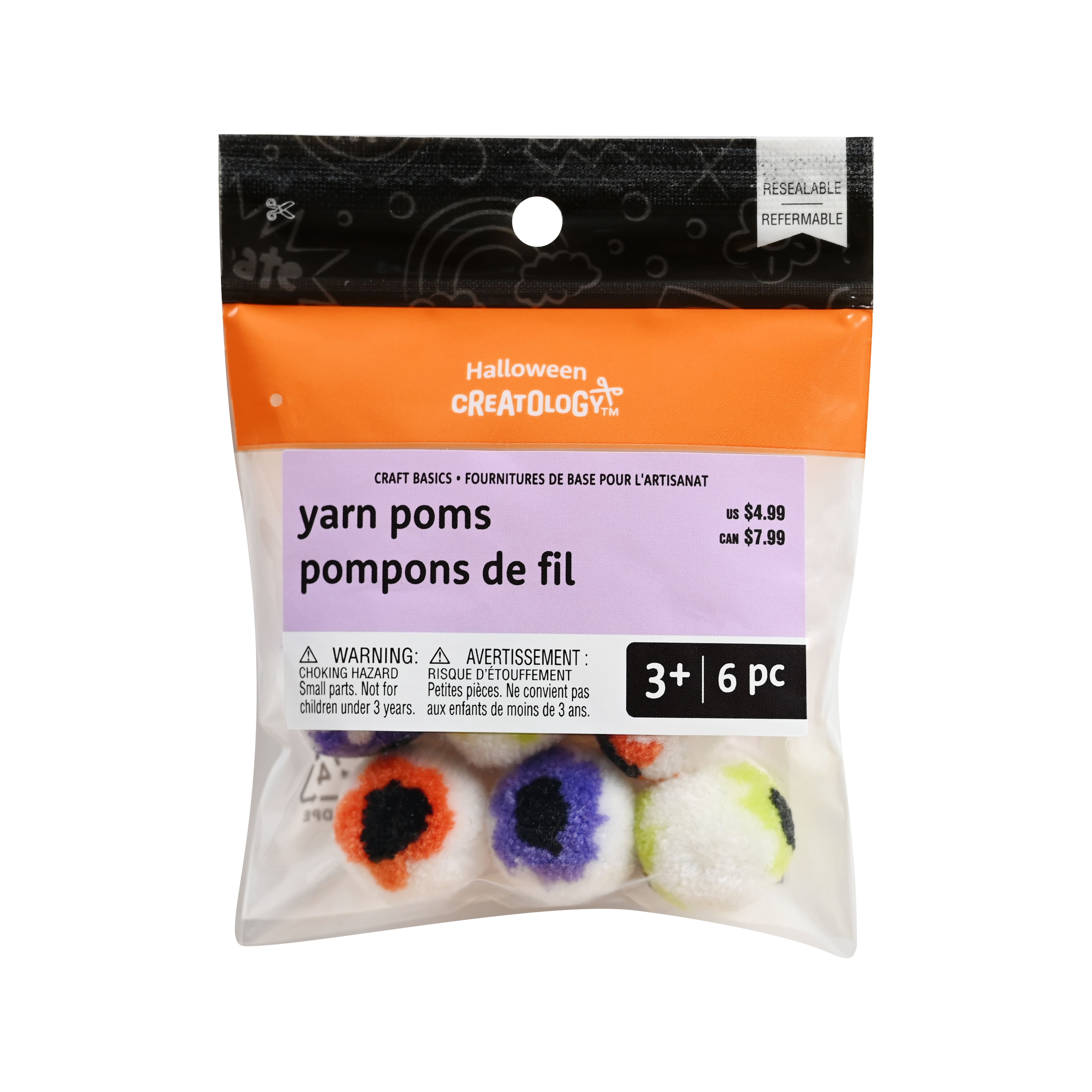 Eyeball Yarn Poms, 6ct. by Creatology&#x2122;