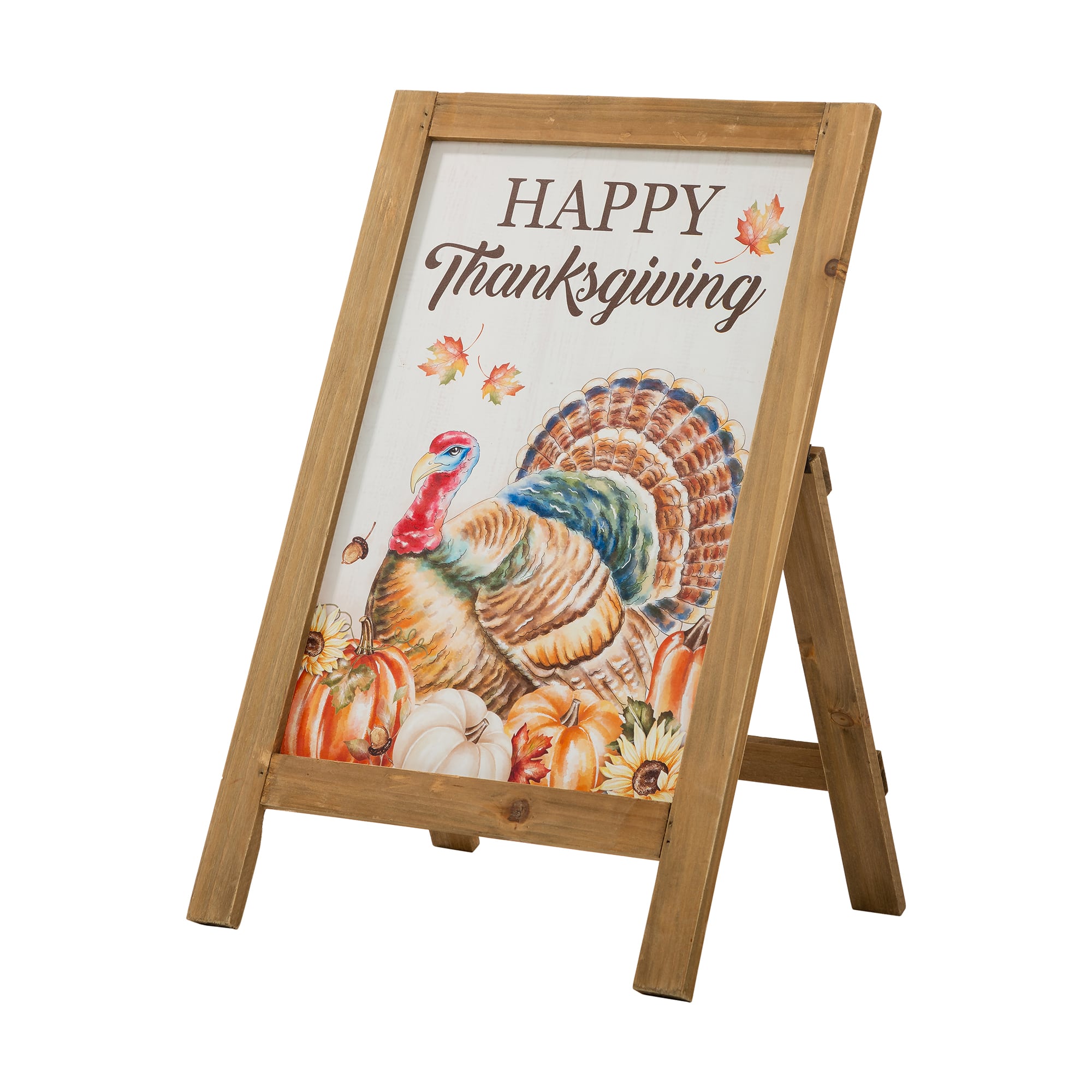 Glitzhome&#xAE; 24&#x22; Thanksgiving Turkey Easel Porch Sign