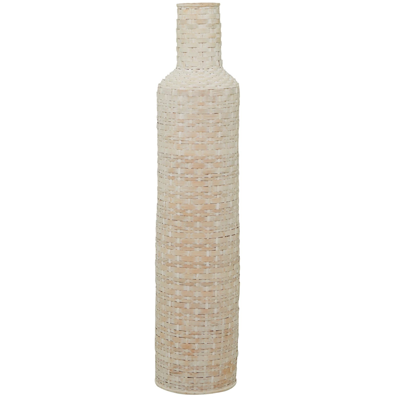 White Bamboo Tall Woven Floor Vase 9&#x22; x 9&#x22; x 39&#x22;