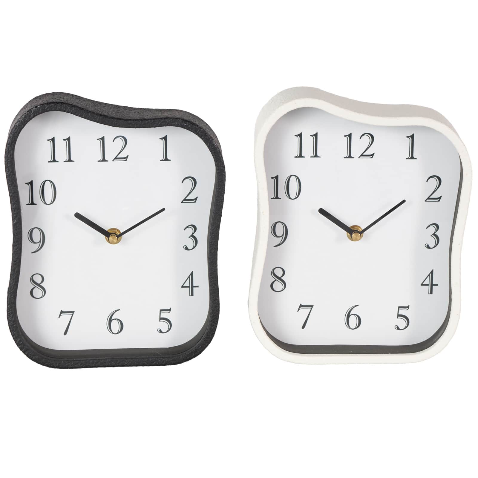 Black & White Metal Textured Decorative Clock Set