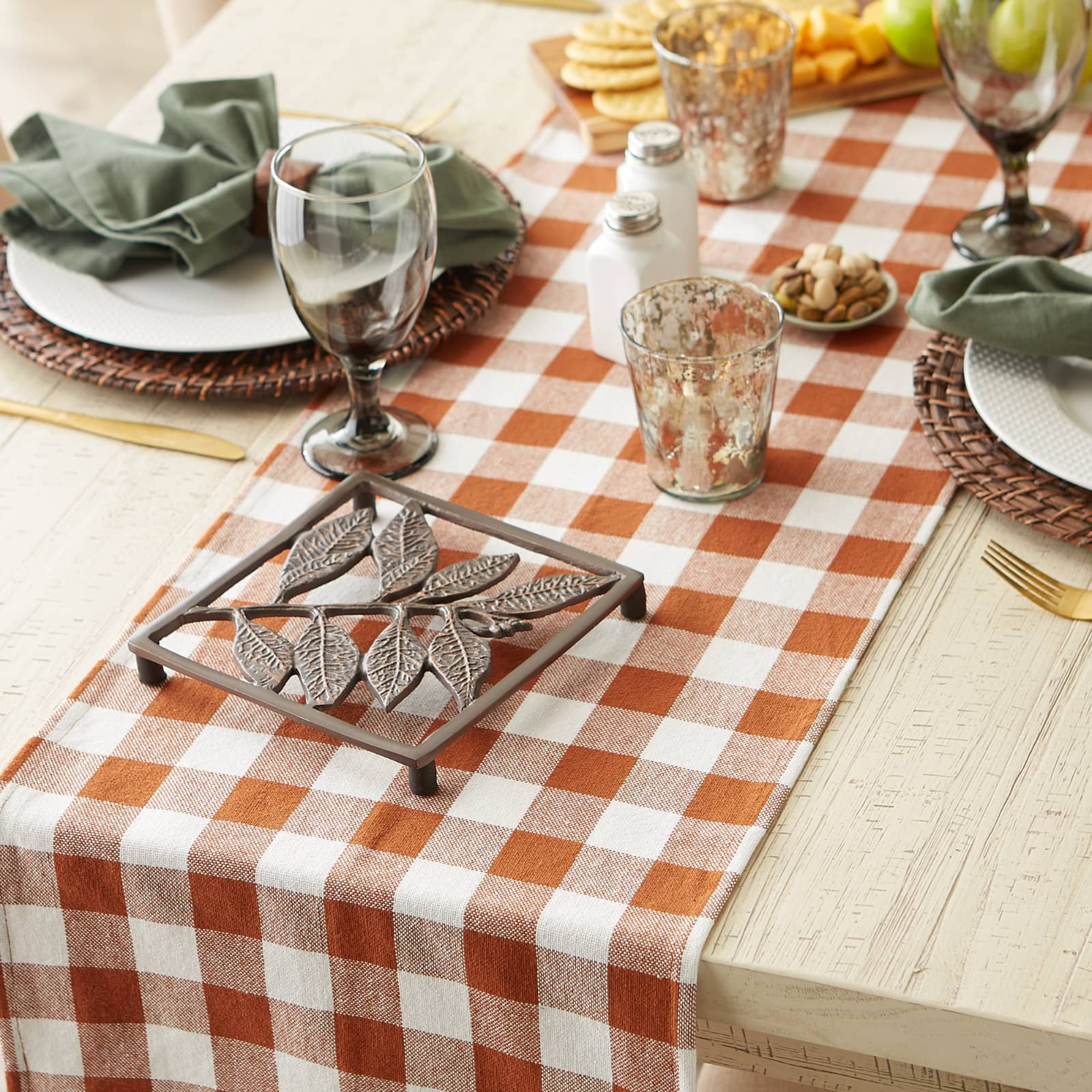 DII&#xAE; 72&#x22; Heavyweight Check Fringed Table Runner