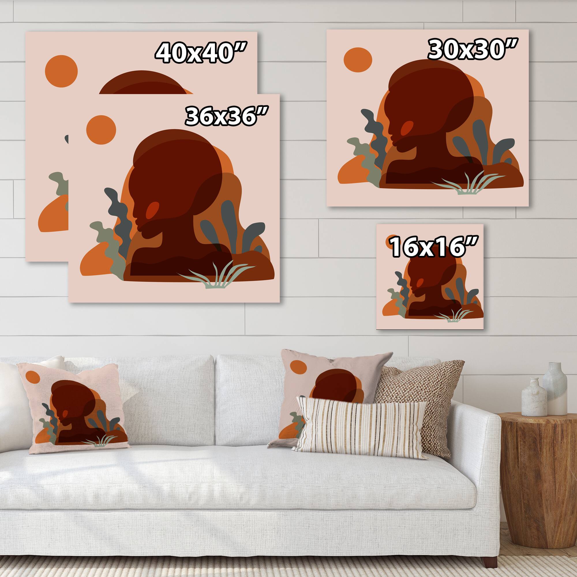 Designart - Minimal Silhouette Of African American Woman - Modern Canvas Wall Art Print