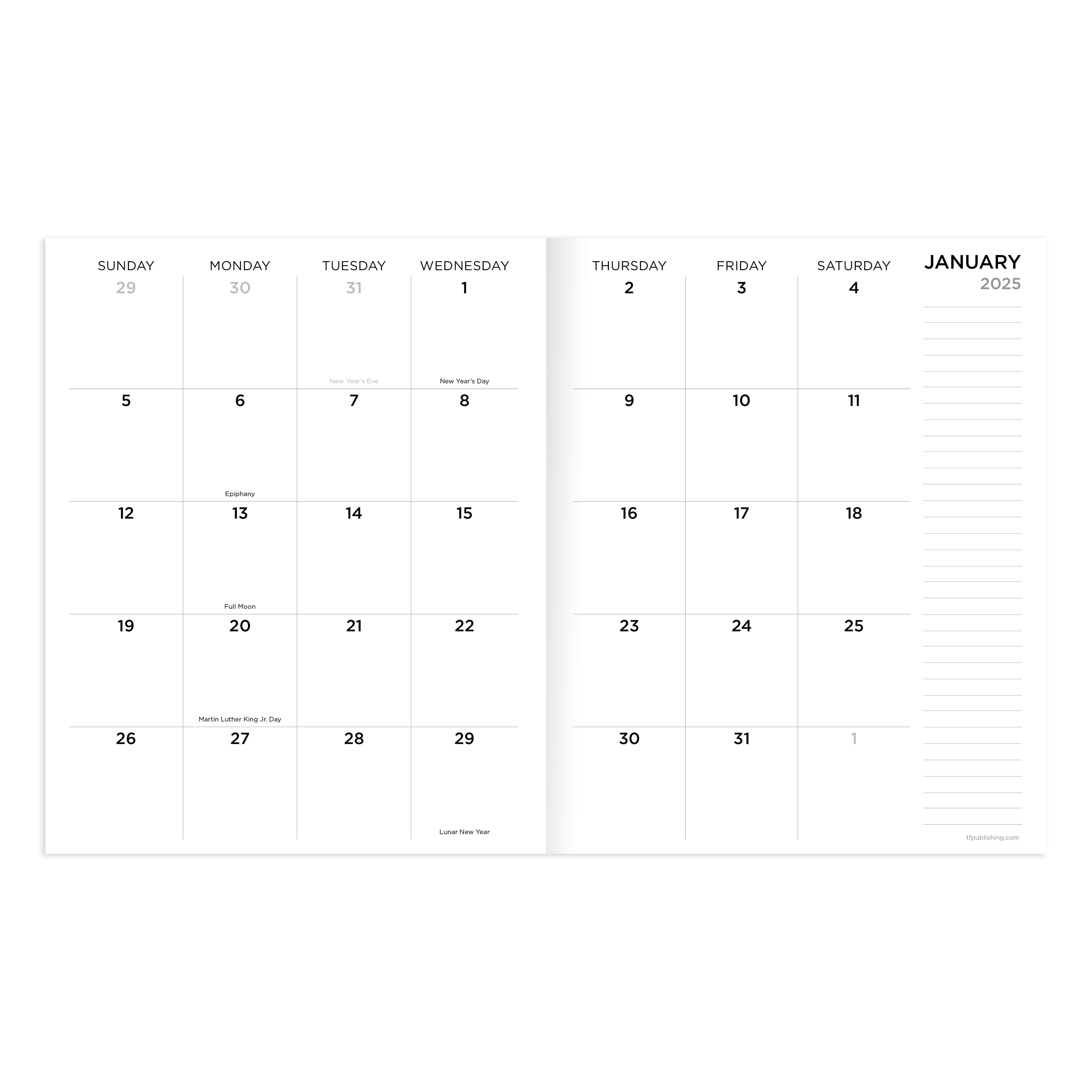 TF Publishing 2025 Gray Forest Medium Monthly Planner