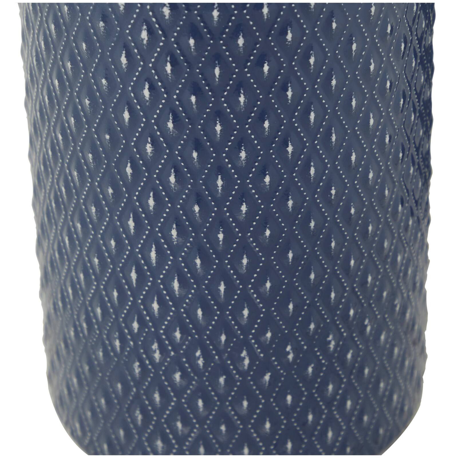 Blue Metal Diamond Embossed Exterior Vase Set of 2 16", 12"