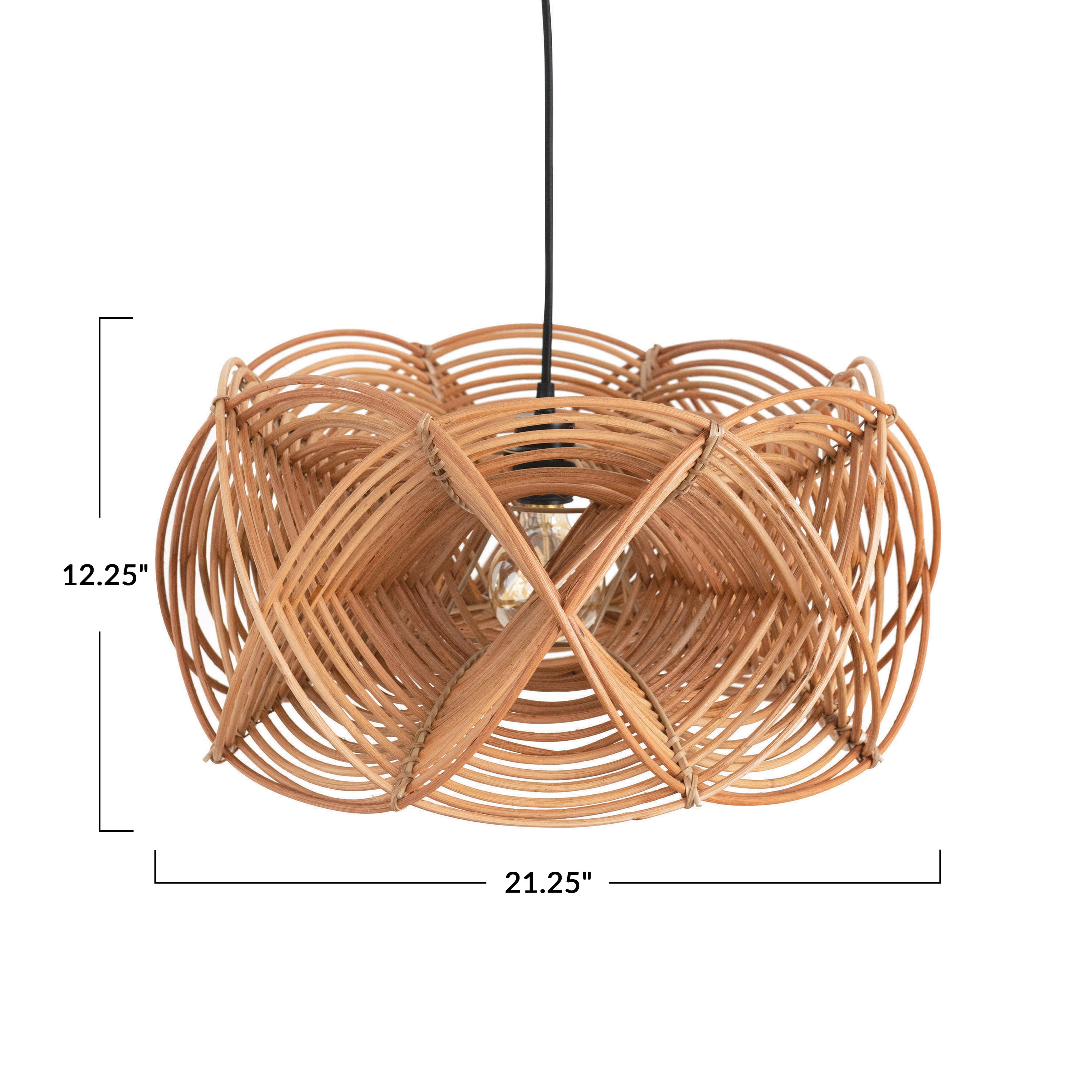 21&#x22; Natural Modern Woven Rattan Ceiling Light