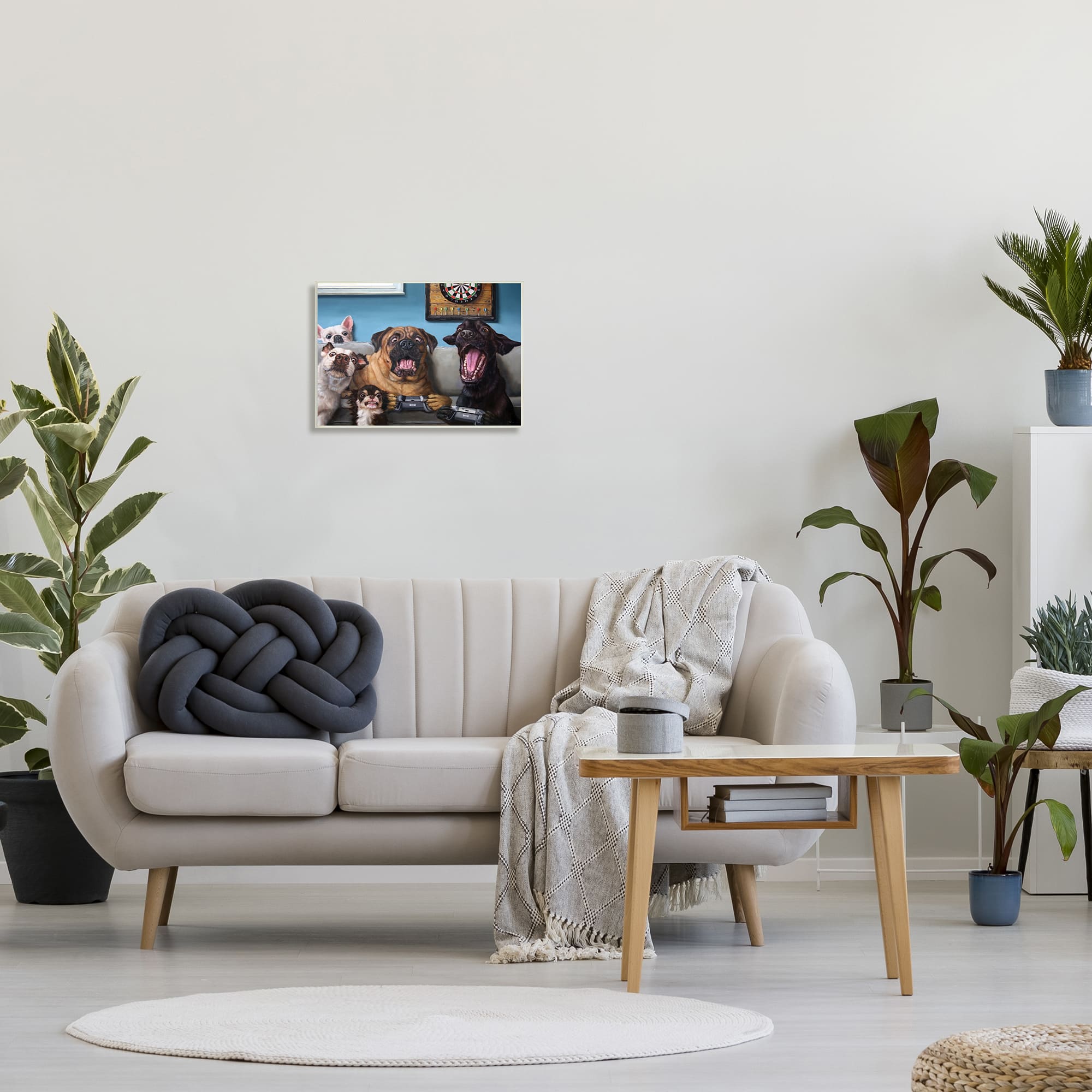 Stupell Industries Funny Dogs Playing Video Games Livingroom Pet Portrait Wall Plaque