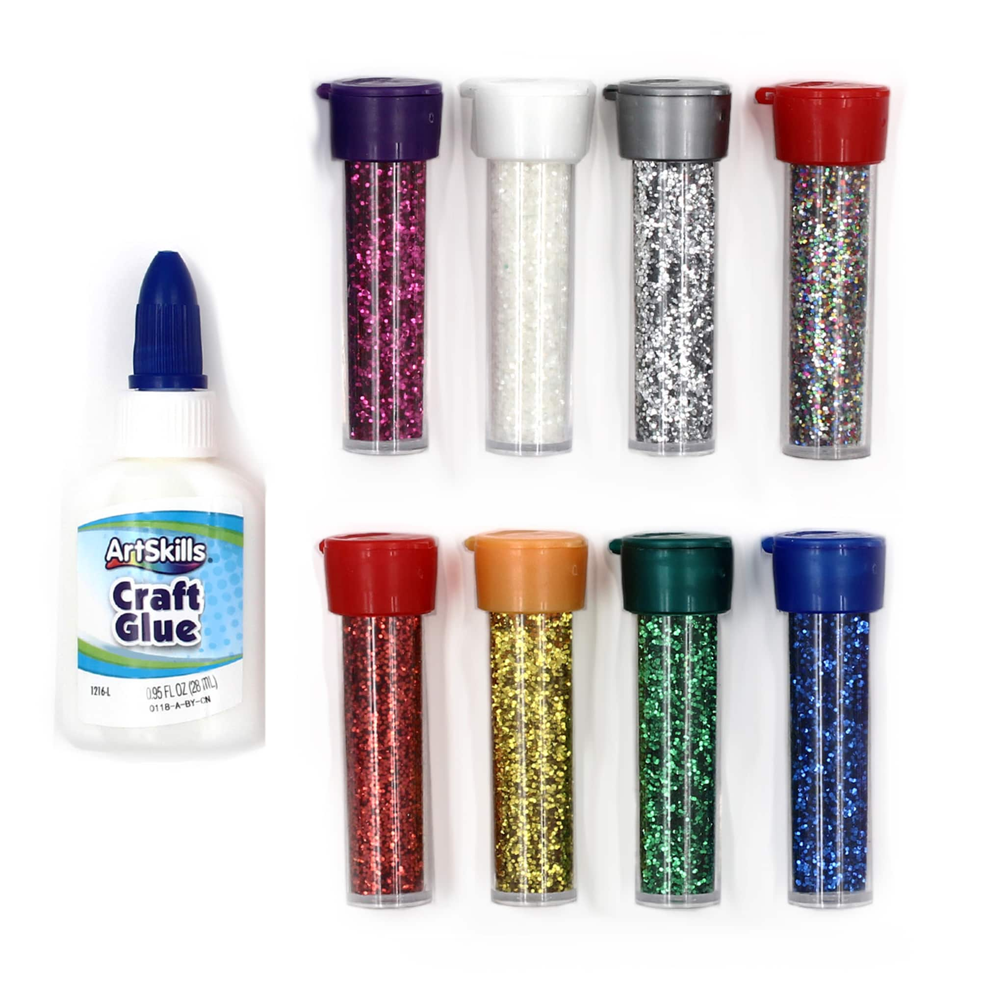 ArtSkills&#xAE; 8 Color Classic Glitter Shakers with Glue Bottle