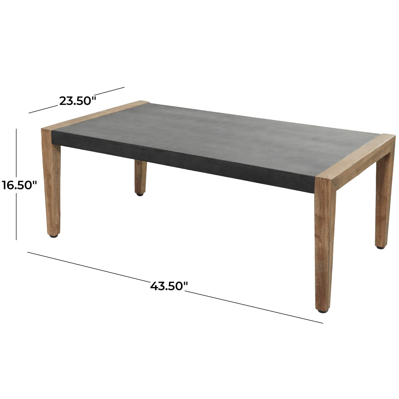 44&#x22; Dark Gray Wood Outdoor Coffee Table With Wood Legs