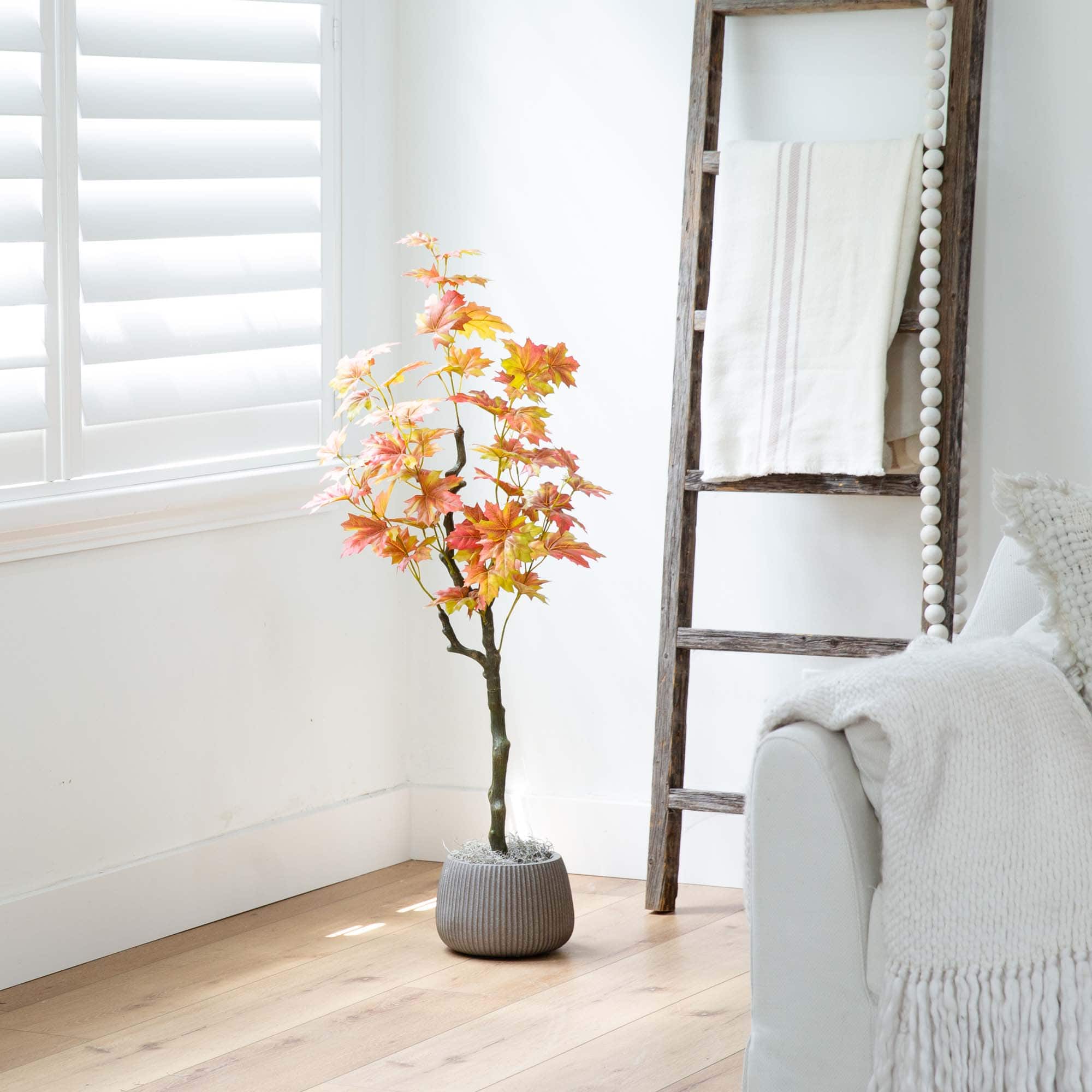 4ft. Orange Autumn Maple Artificial Potted Tree