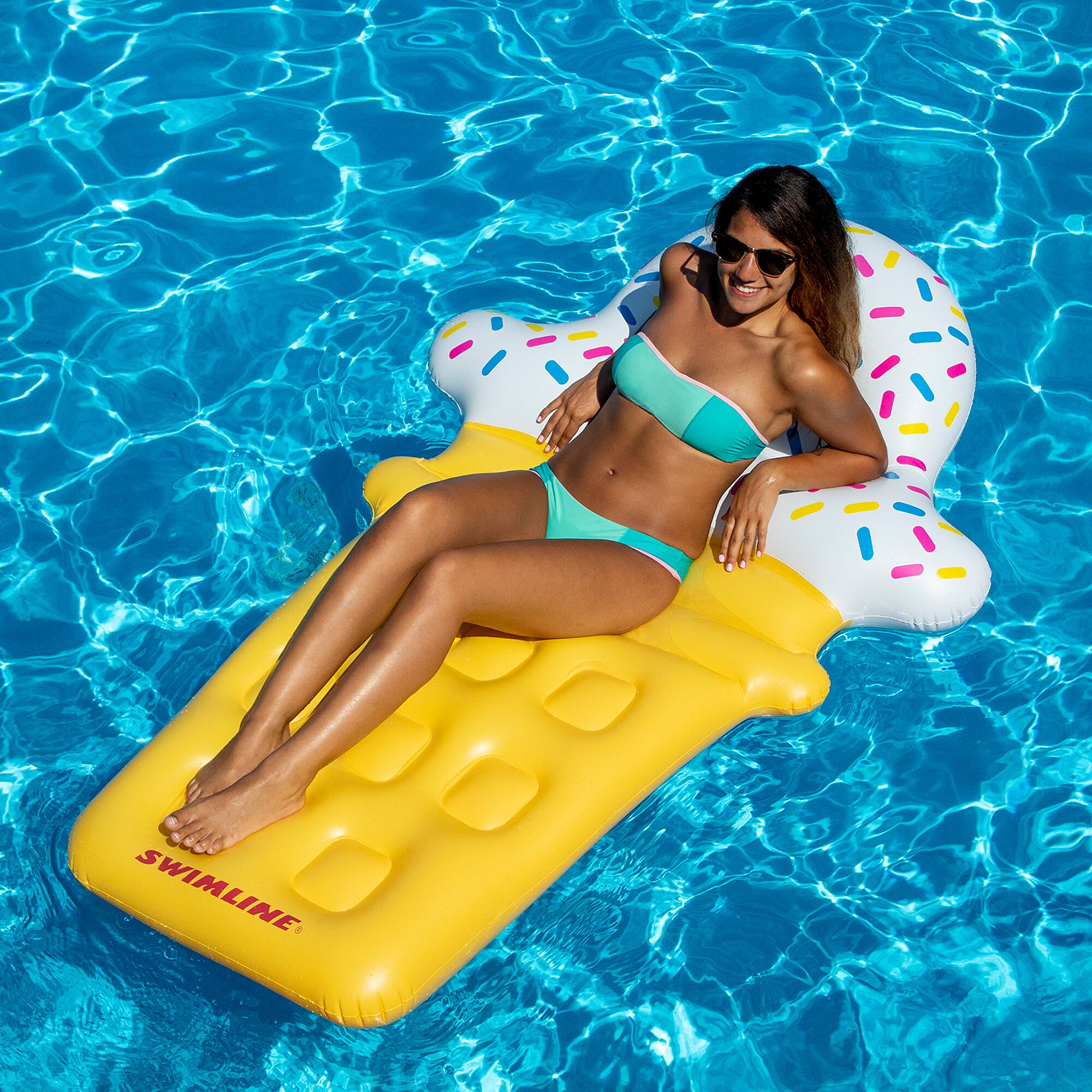 Swimline 72&#x22; Inflatable Ice Cream Cone Pool Lounge Raft
