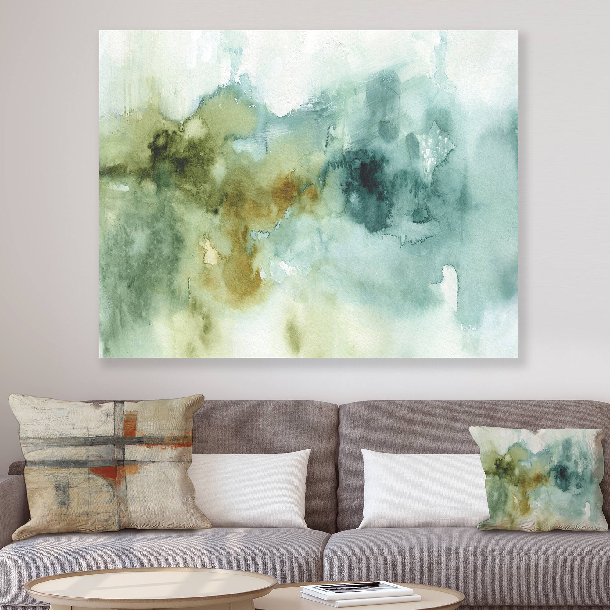 Designart - Abstract Watercolor Green House - Modern & Contemporary Canvas Art