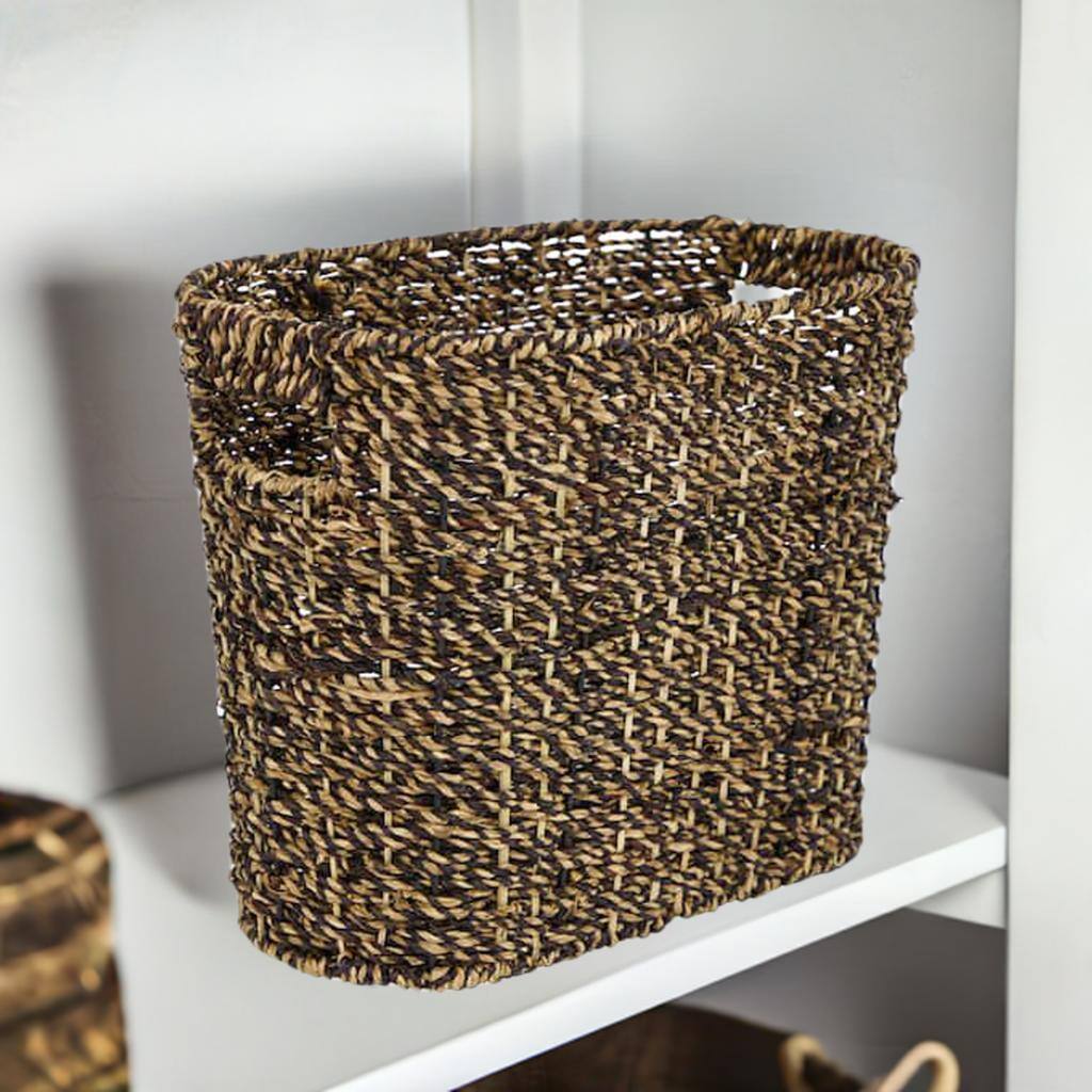 15" Brown Seagrass Natural Magazine Rack