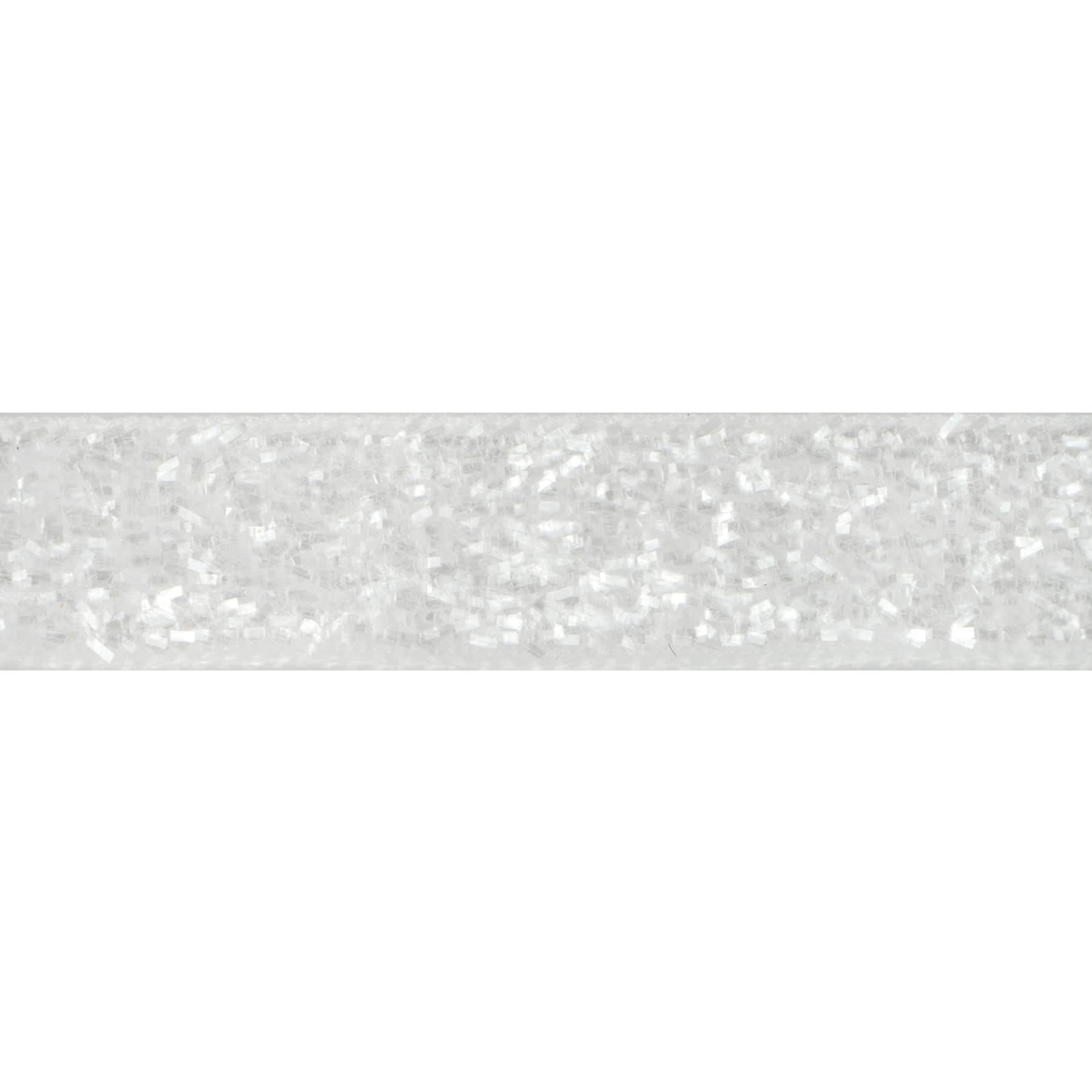 3/8&#x22; x 12ft. White Glitter Ribbon by Celebrate It&#xAE; Christmas