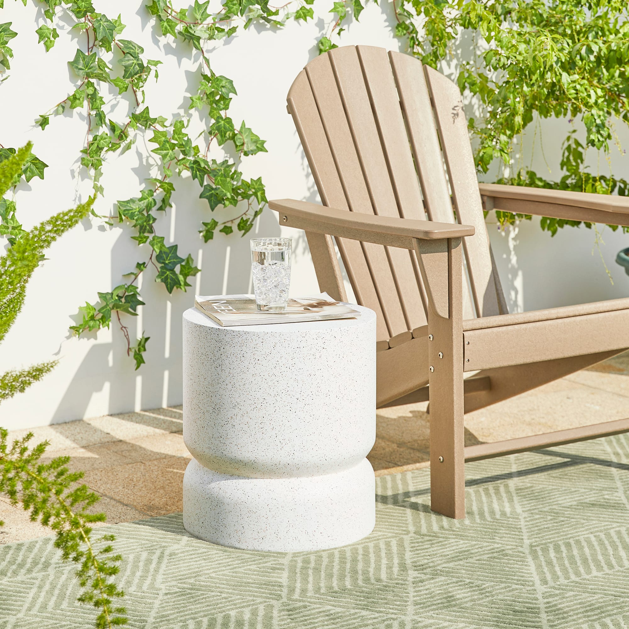 Glitzhome® 17" Multi-Functional Faux Terrazzo Garden Stool
