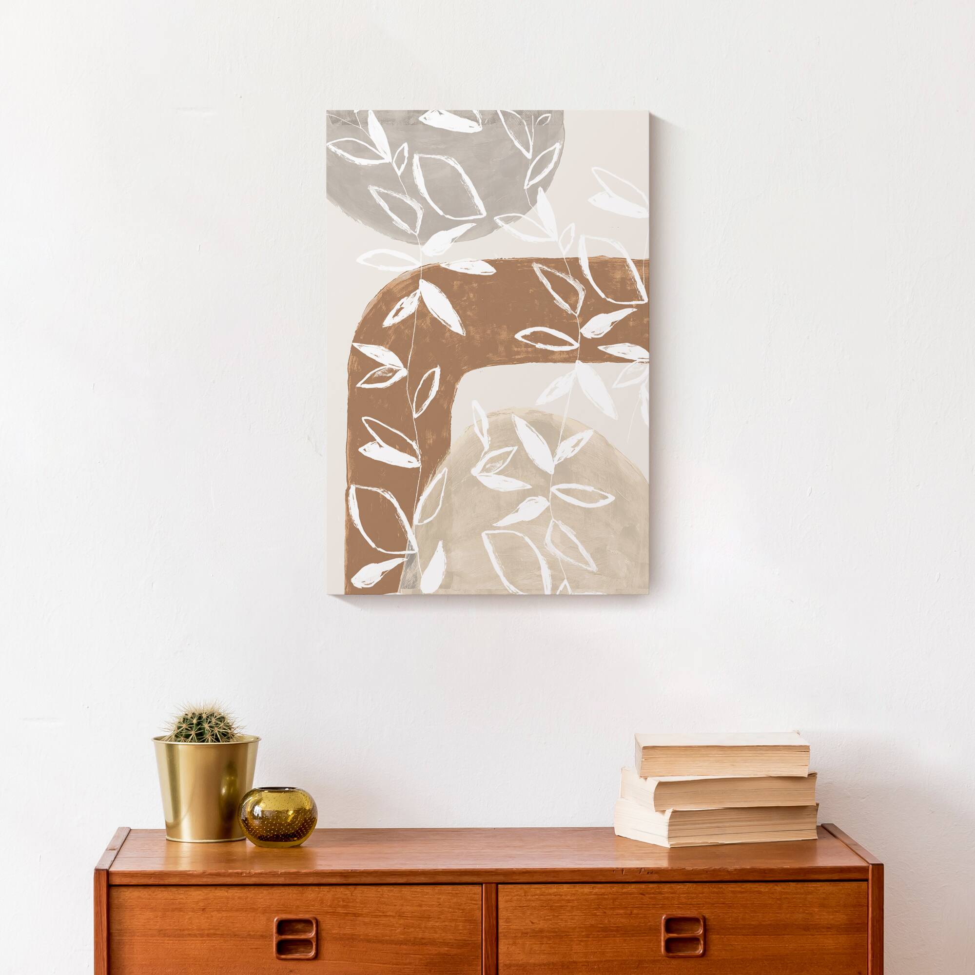 Abstract Neutral Flowers Canvas Wall Art