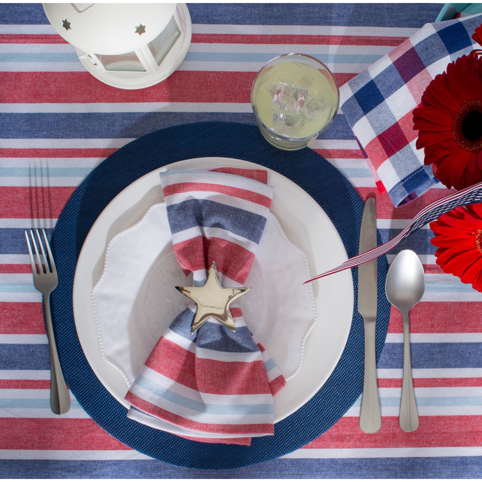 Patriotic Stripe Tablecloth 60&#x22; x 120&#x22;