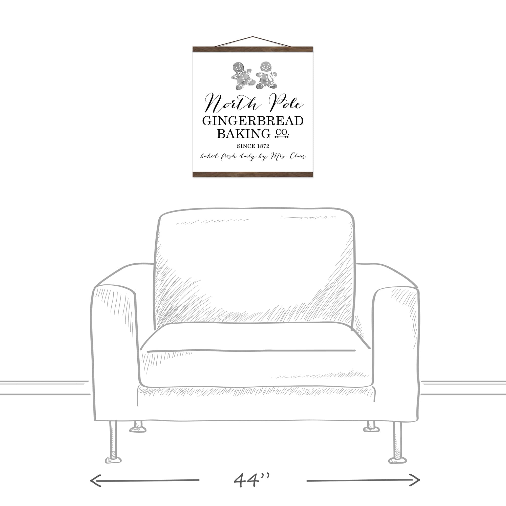 North Pole Gingerbread Co. 16x16 Teak Hanging Canvas