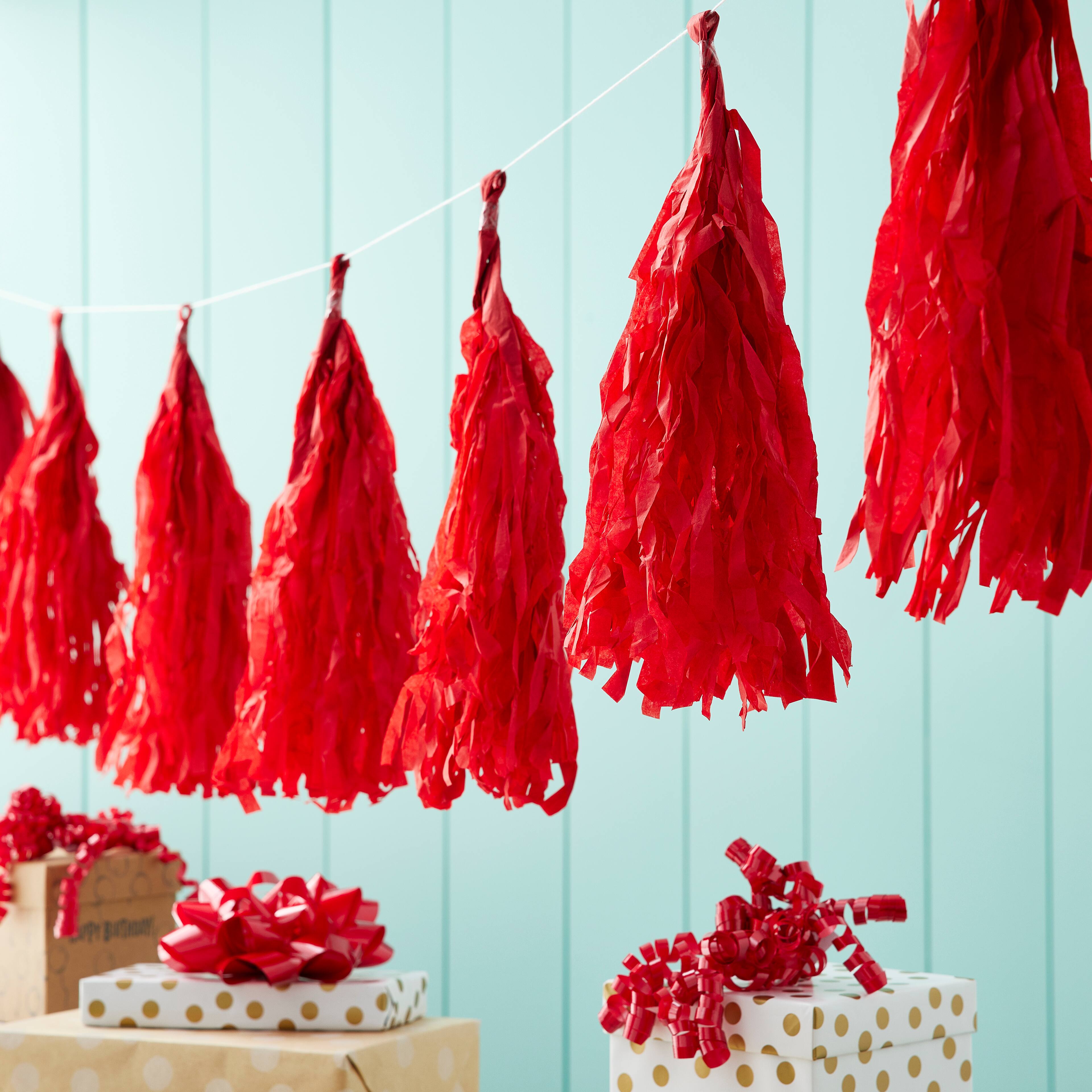 12 Pack: Red Tissue Tassel Garland by Celebrate It&#x2122;