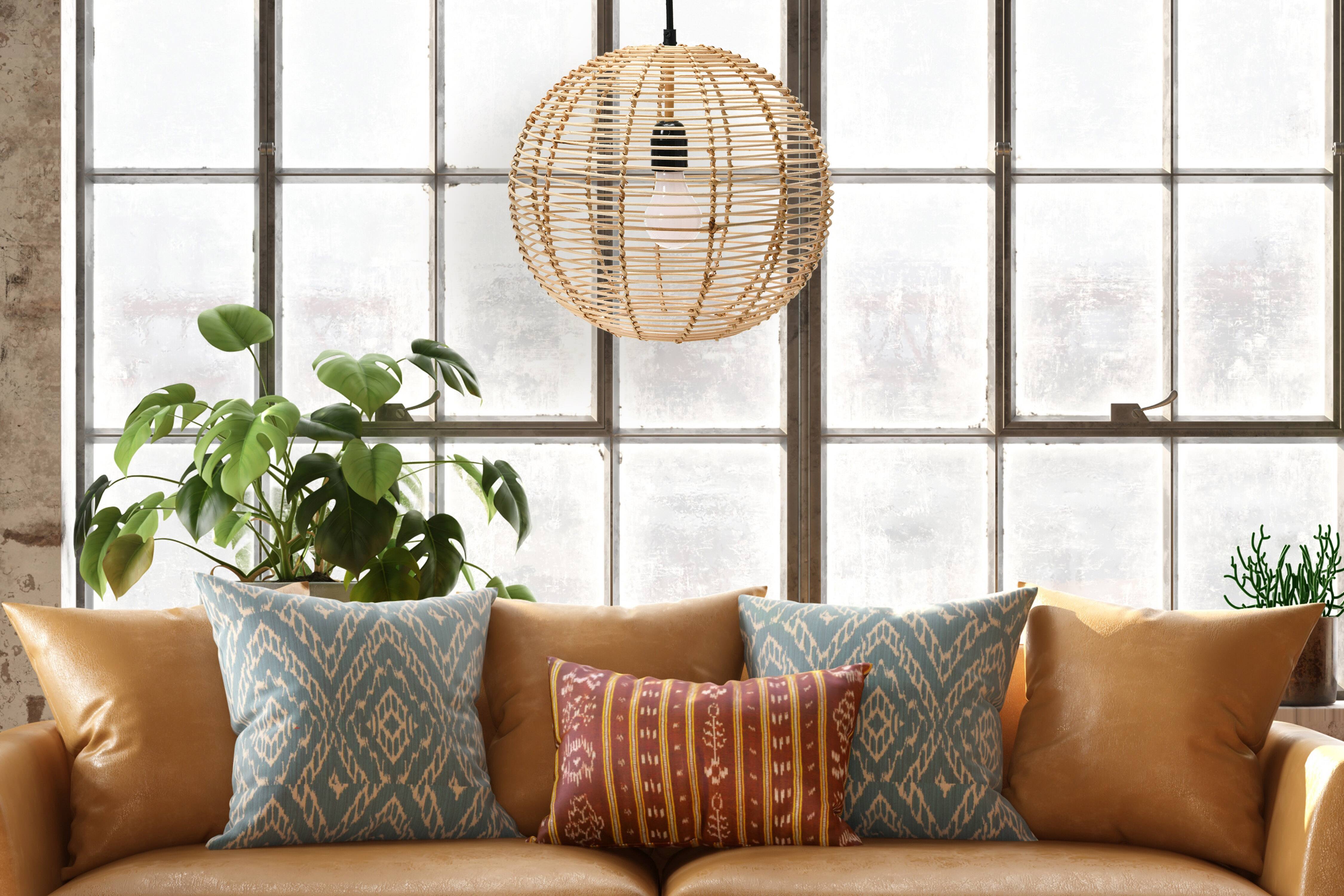 Hello Honey&#xAE; Modern Boho Handwoven Rattan Globe Pendant Light