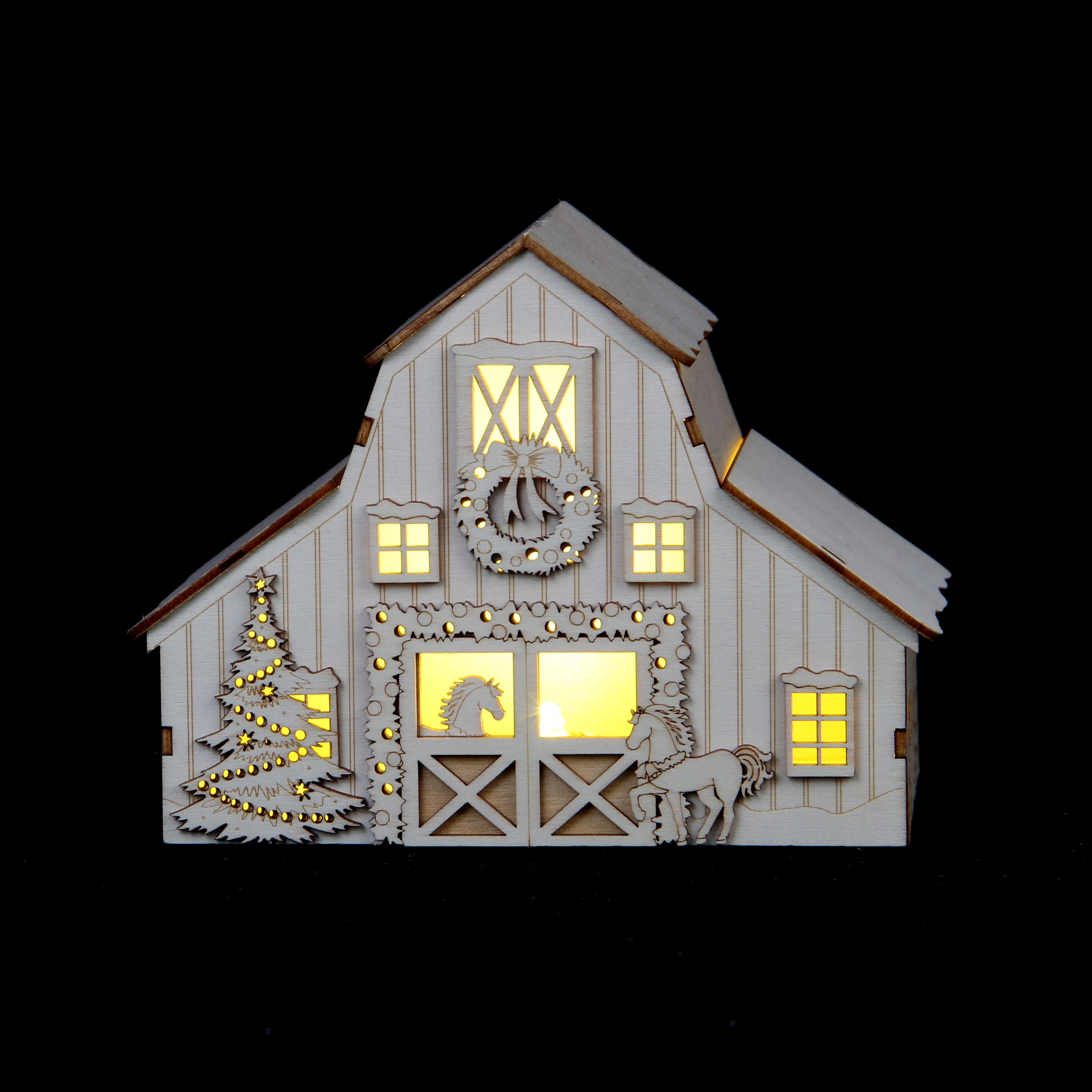 5.25&#x22; DIY Villages Barn LED Wood D&#xE9;cor by Make Market&#xAE;