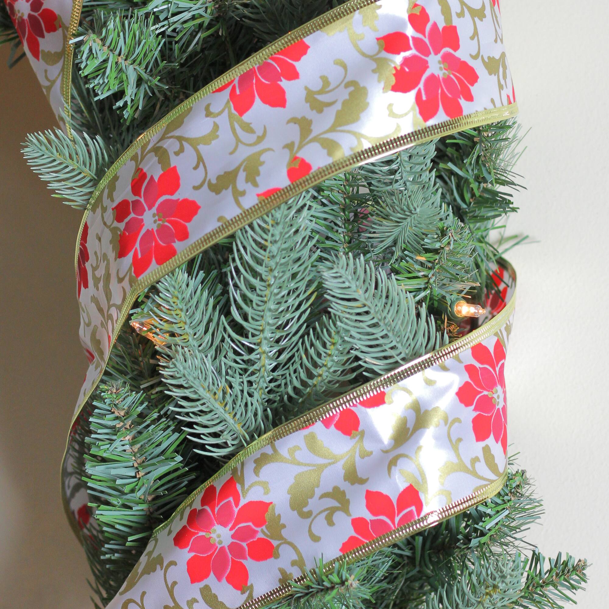 2.5&#x22; x 10yd. Wired Poinsettia Christmas Craft Ribbon, 12ct.