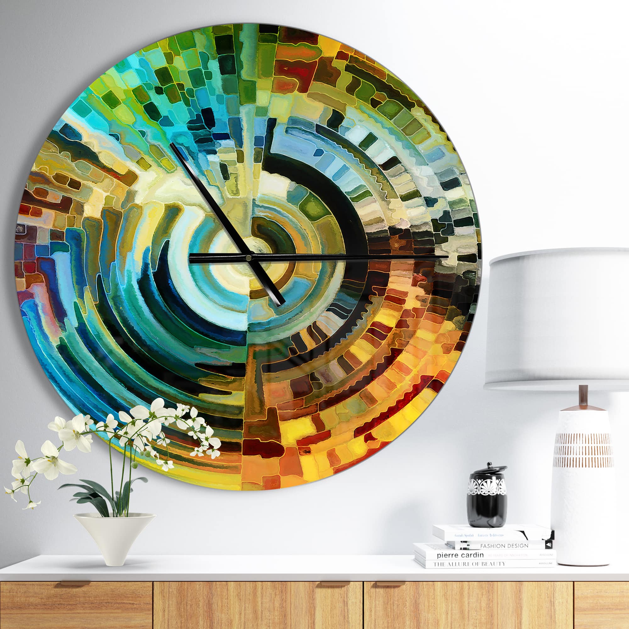 Designart 'Paths Of Stained Glass Modern Wall Clock