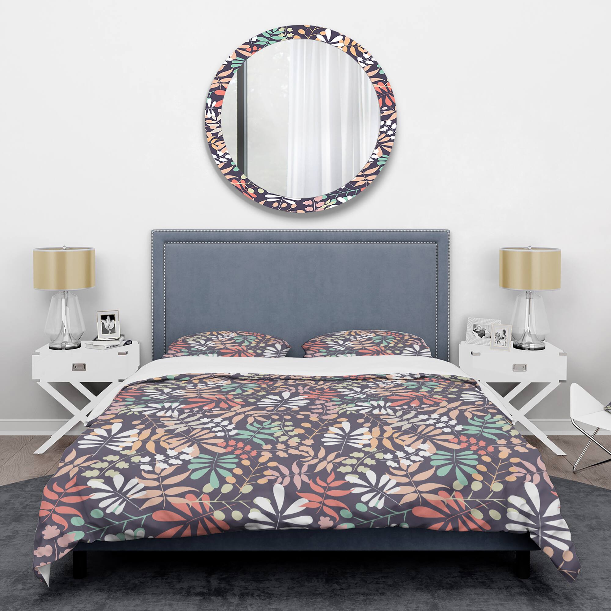 Designart &#x27;Retro Botanical Pattern II&#x27; Mid-Century Duvet Cover Set