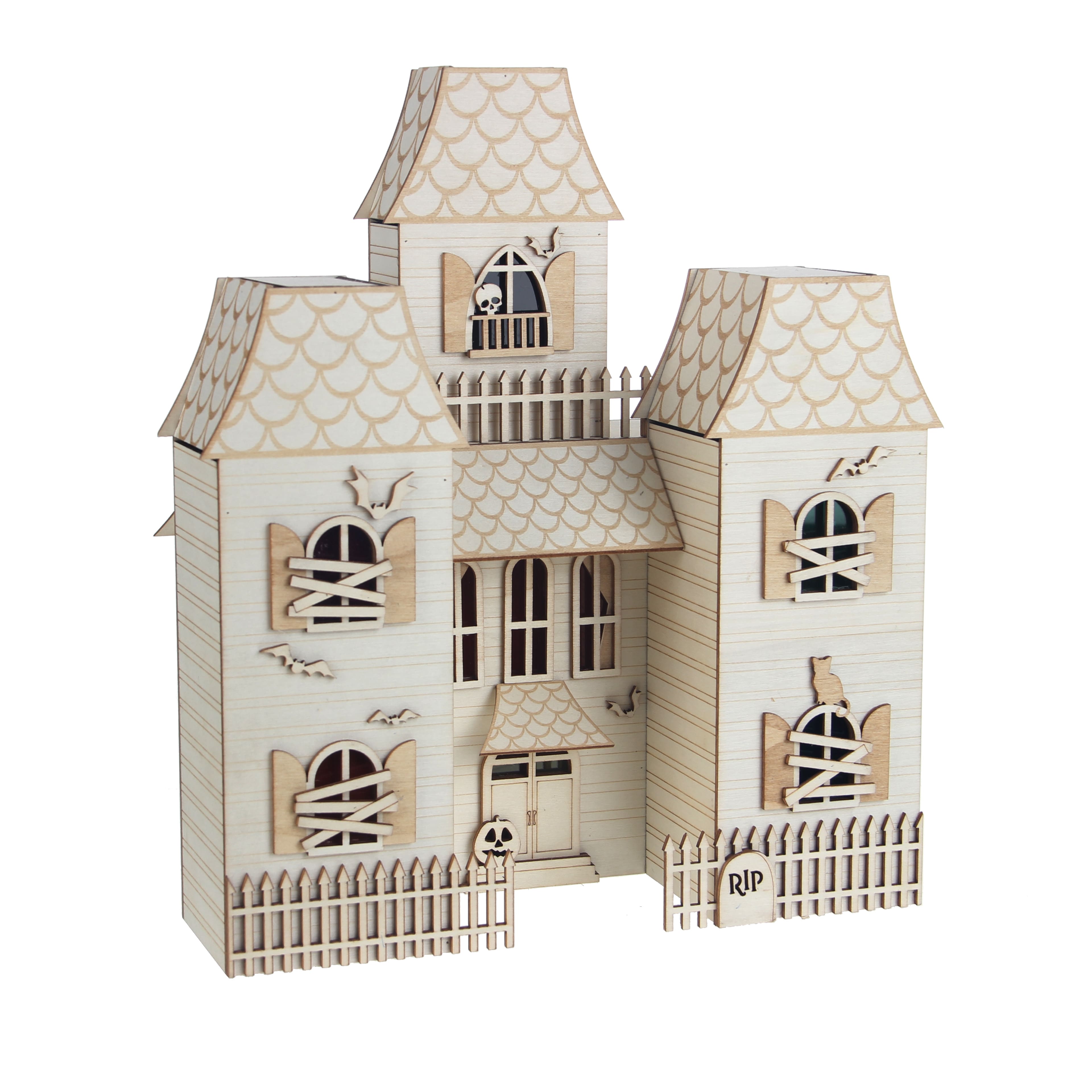11.5&#x22; DIY Shuttered House LED Wood D&#xE9;cor by Make Market&#xAE;