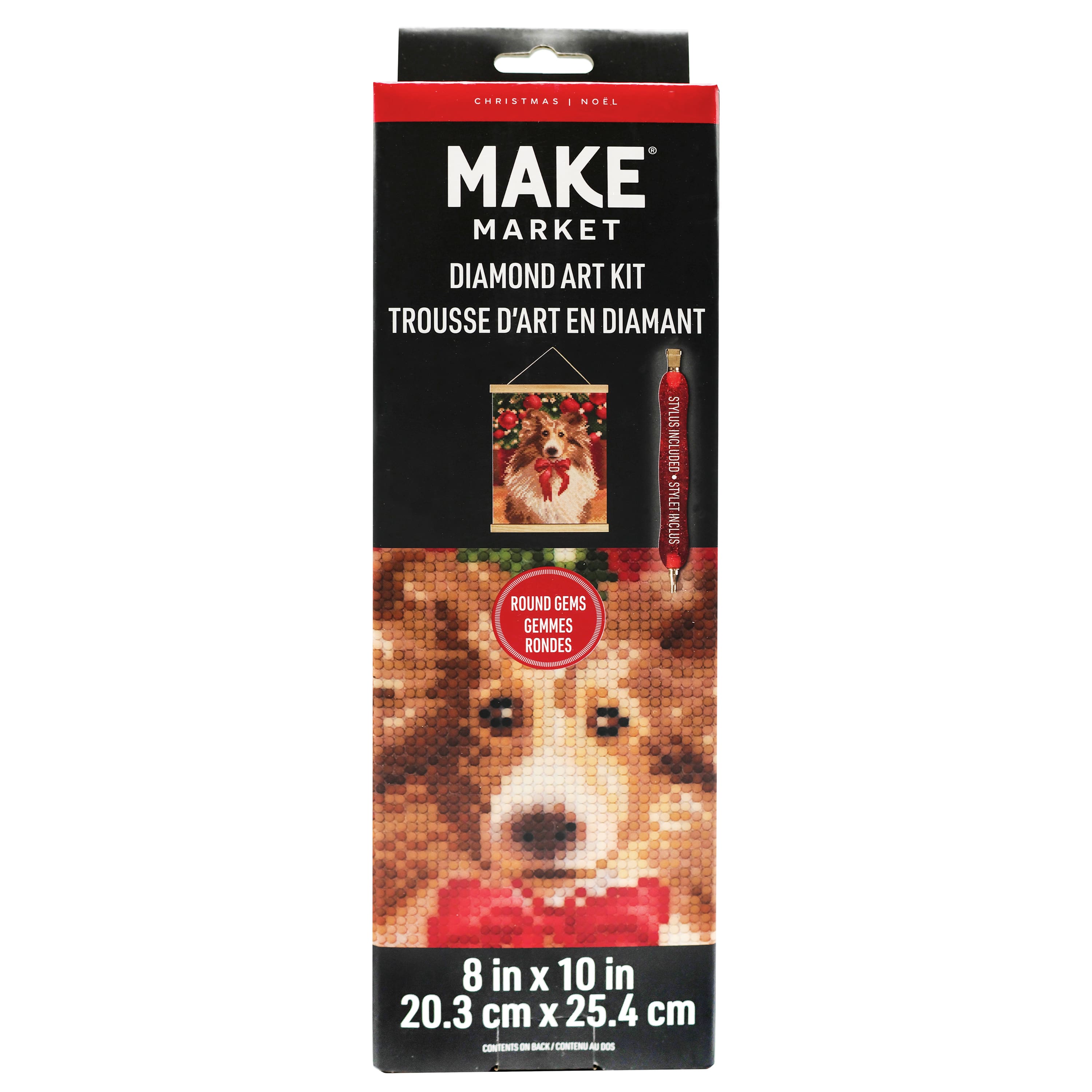 8&#x22; x 10&#x22; Collie Dog Diamond Art Kit with Frame by Make Market&#xAE;