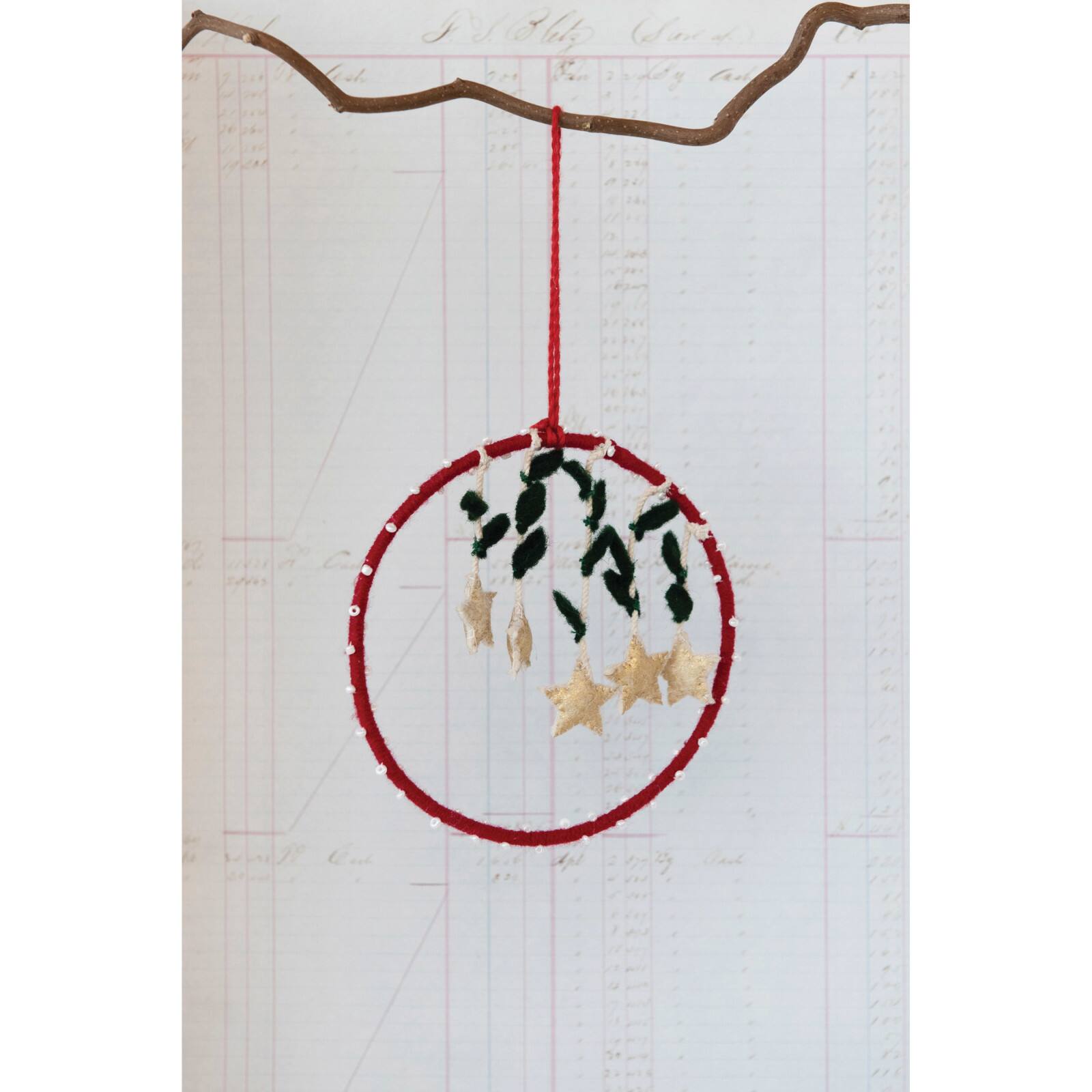 Hello Honey&#xAE; 5&#x22; Multicolor Wool Felt Ornament with Hanging Stars &#x26; Beads