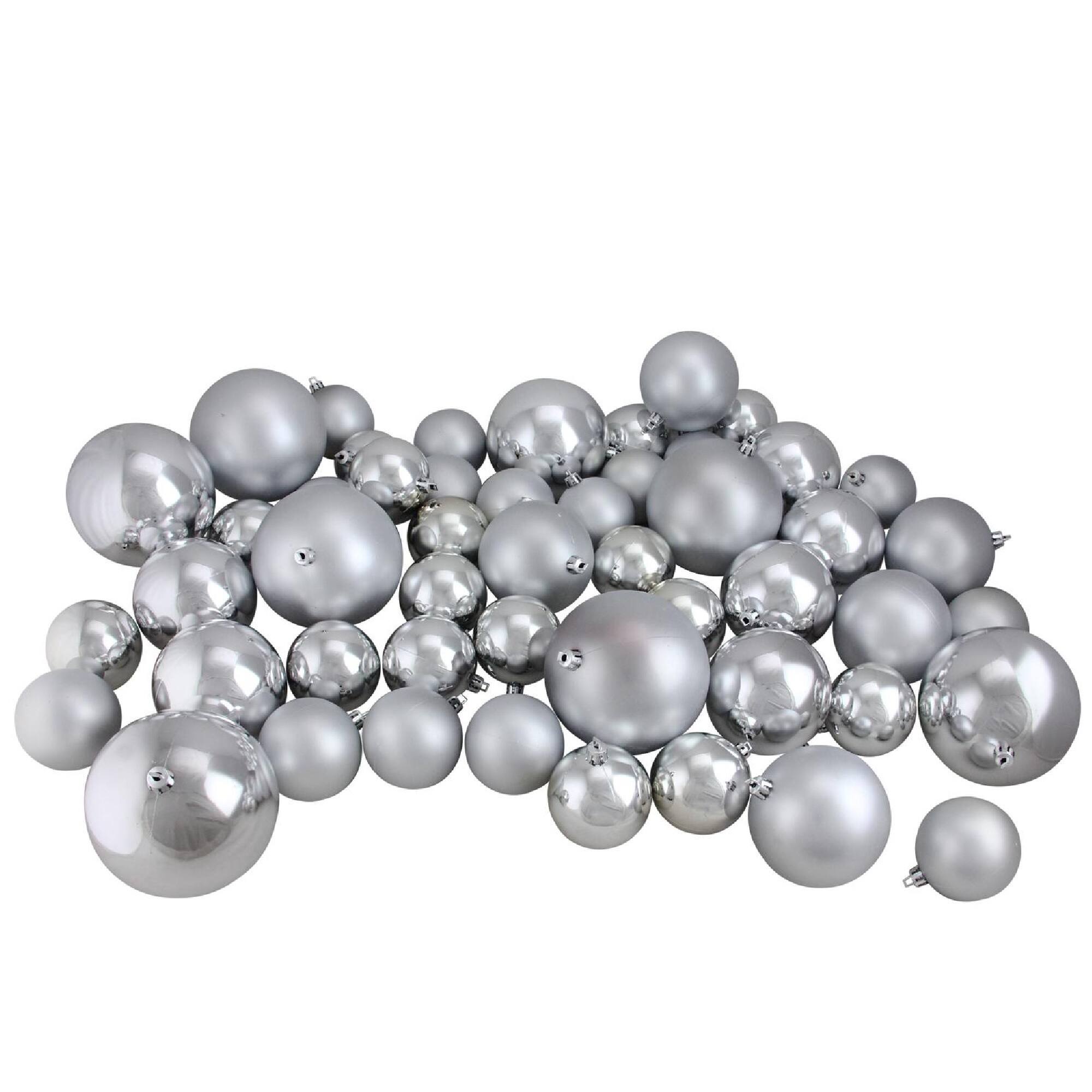 50ct. Silver Splendor Shatterproof 2-Finish Christmas Ball Ornaments