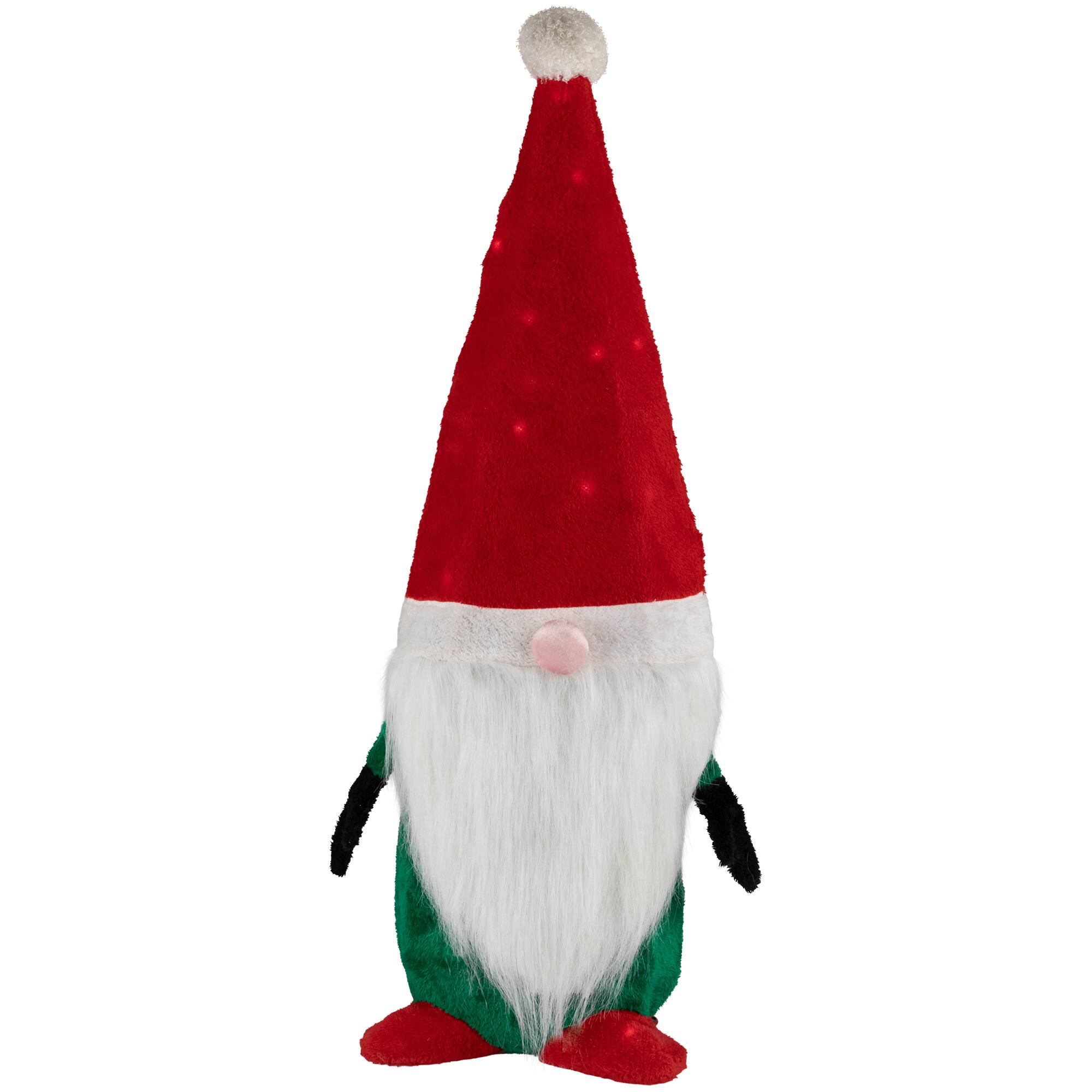 35" Lighted Red & Green Christmas Gnome Yard Decoration