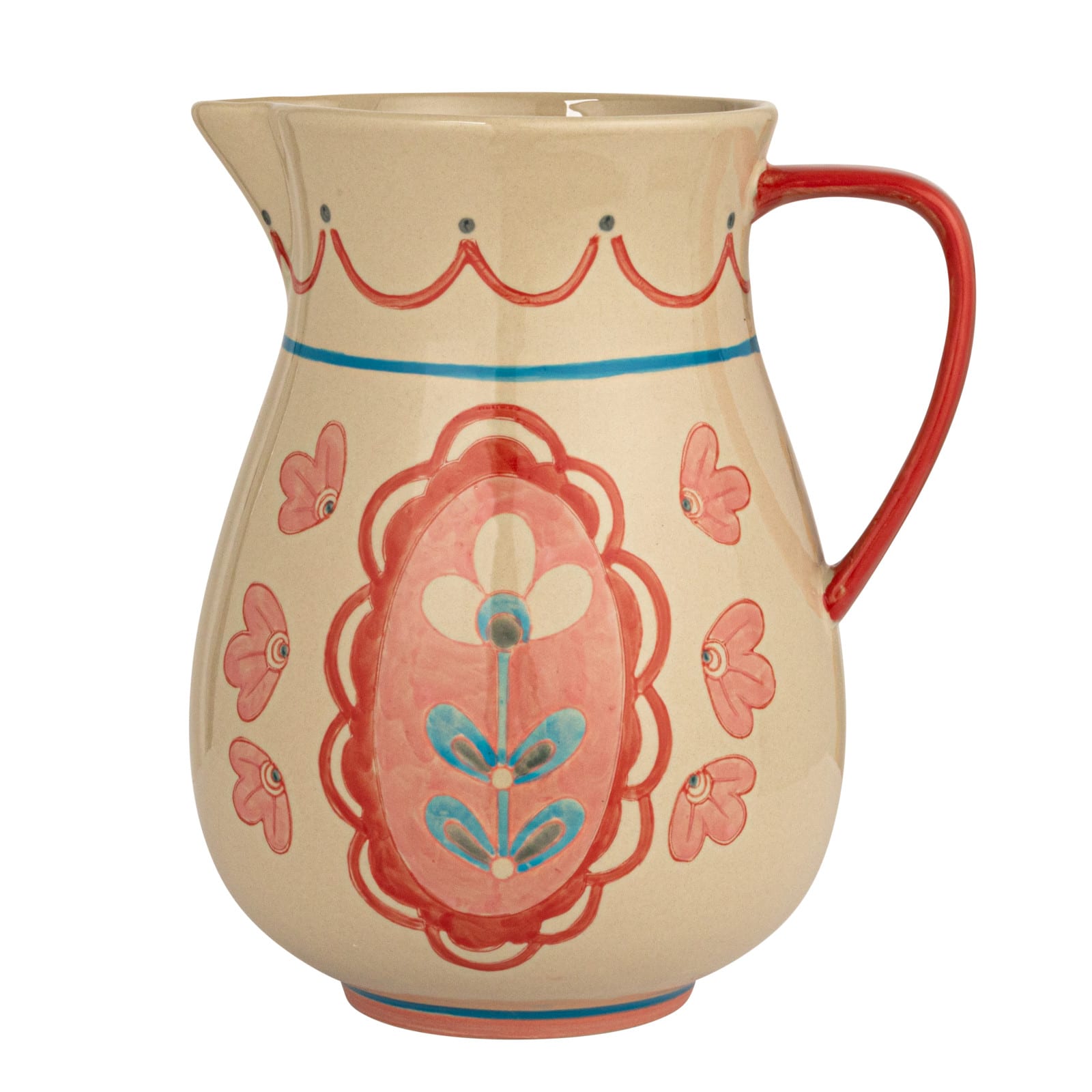 Hello Honey® 9.5" Multicolor Floral Stoneware Pitcher with Handle