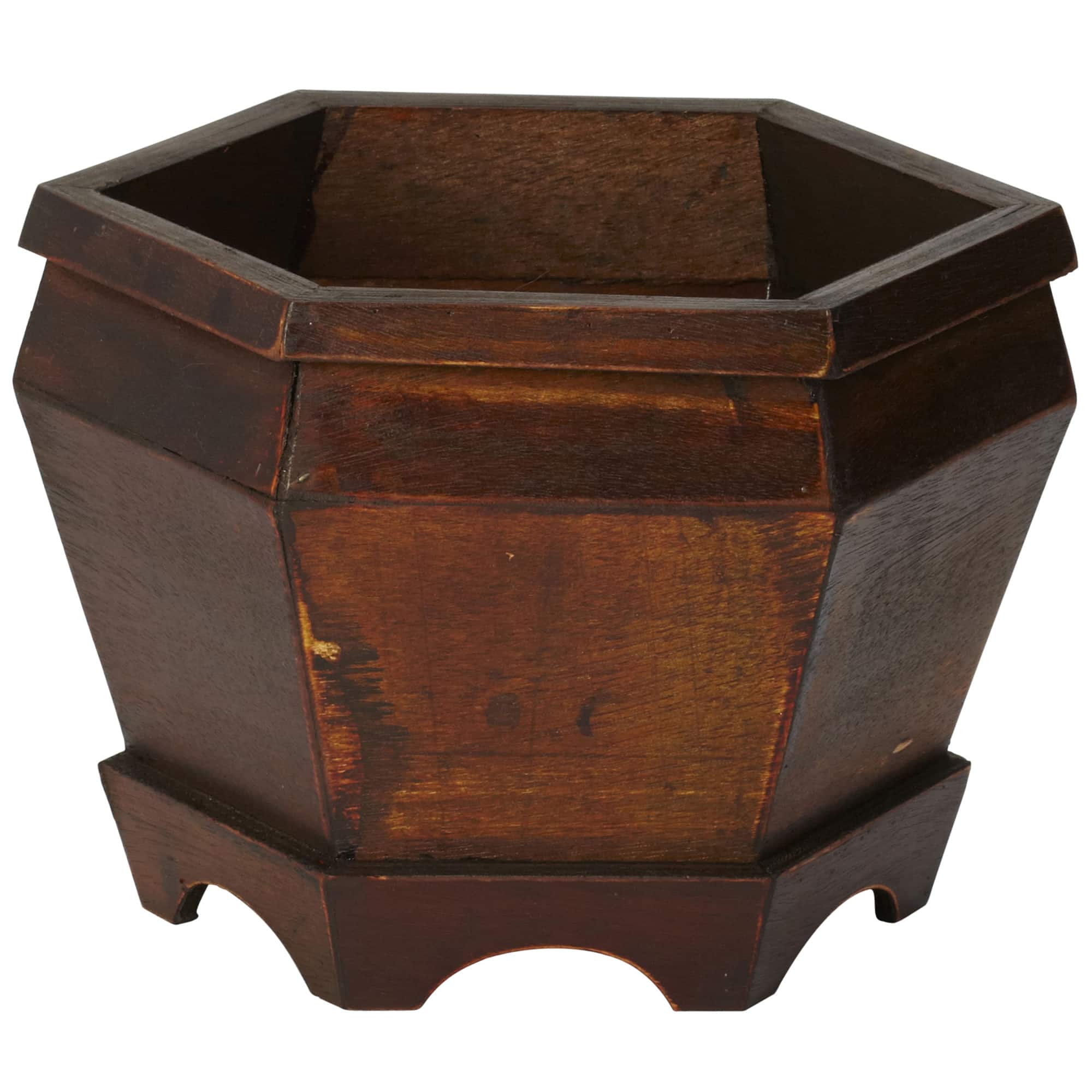 Wooden Hexagon Decorative Planter Set
