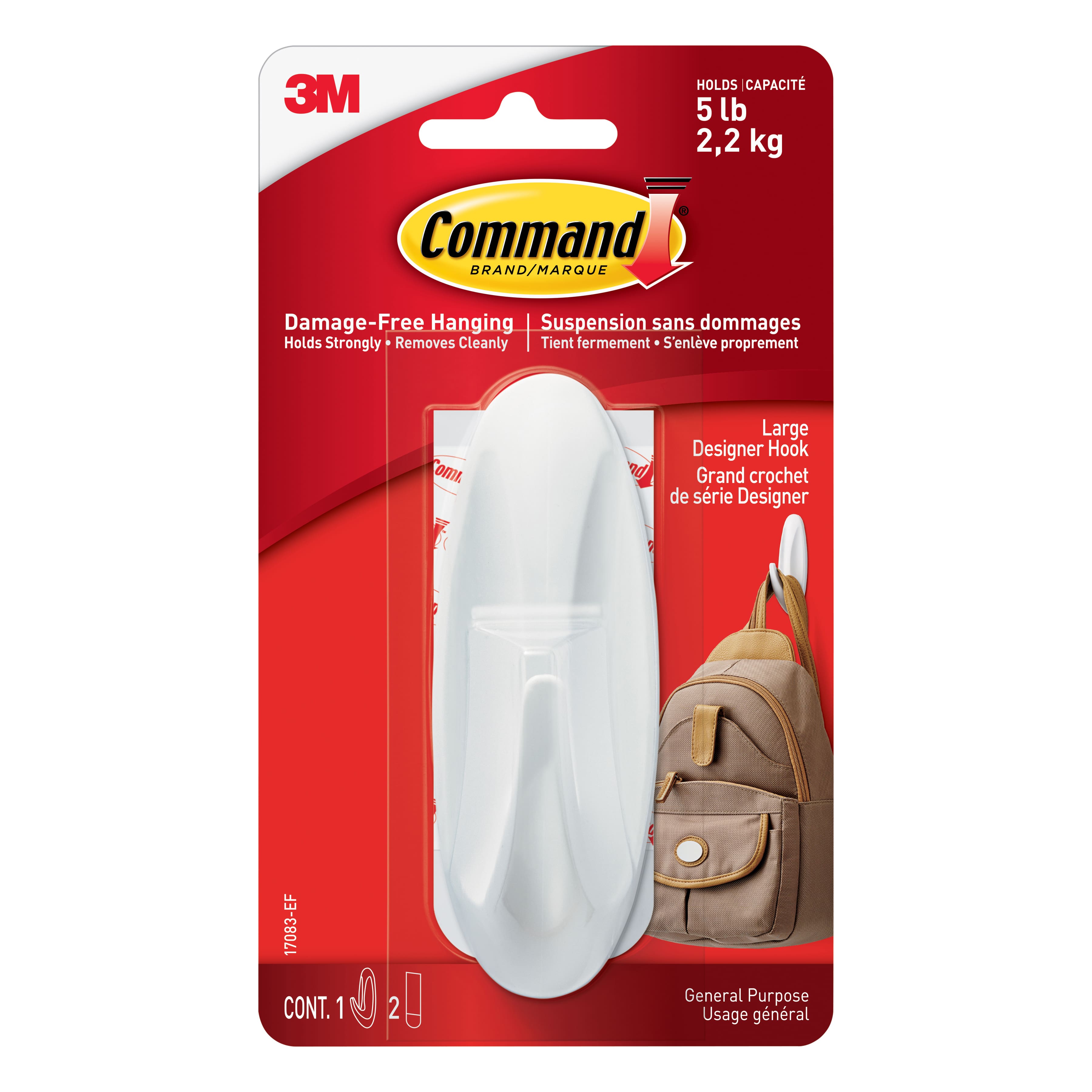 COMMAND - Designer Hooks Medium White - 2 Hooks