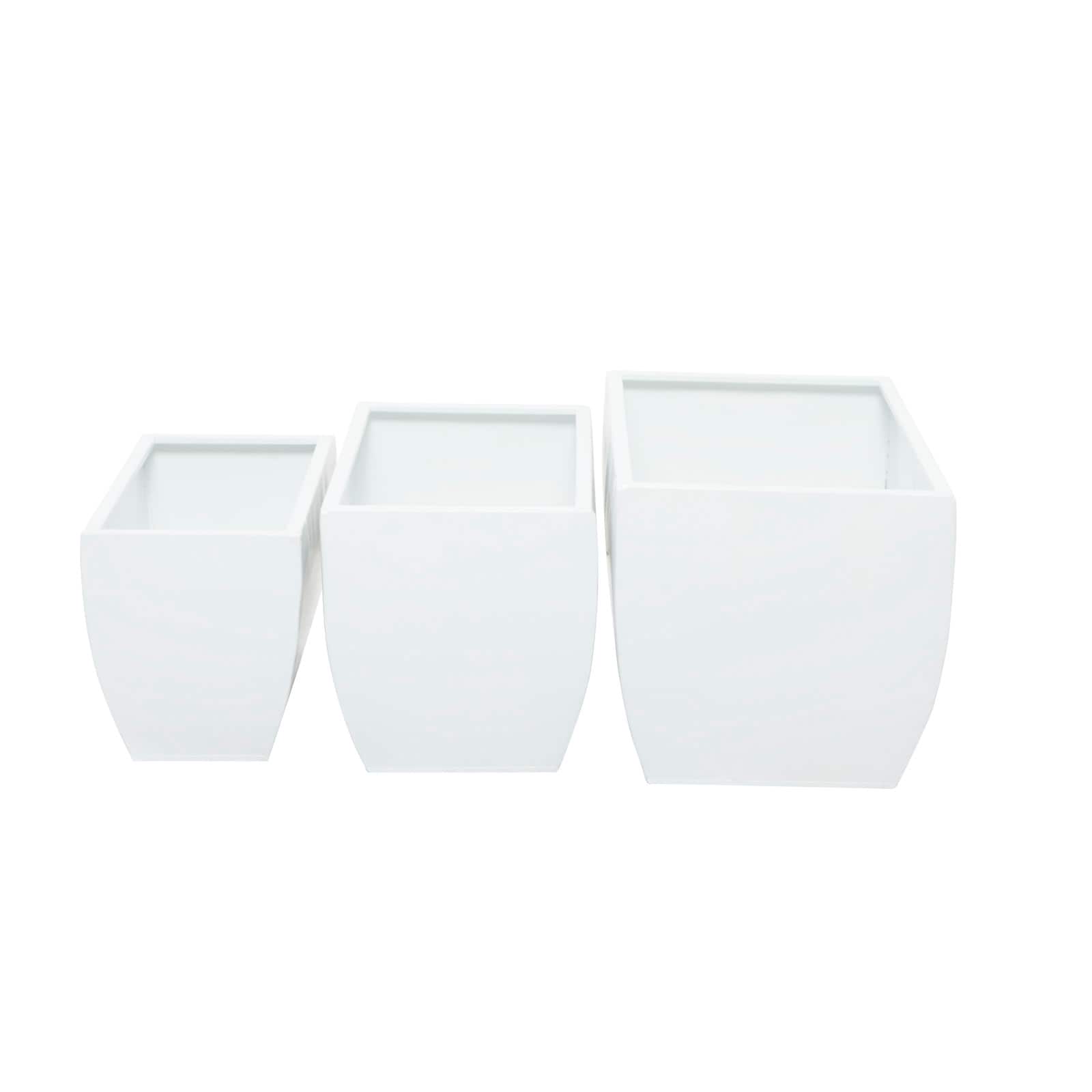White Modern Planter, Set of 3" 20", 18", 16"