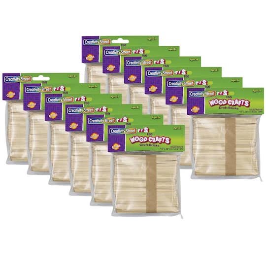 Creativity Street® Natural Wood Craft Sticks, 12 Packs of 150 | Michaels